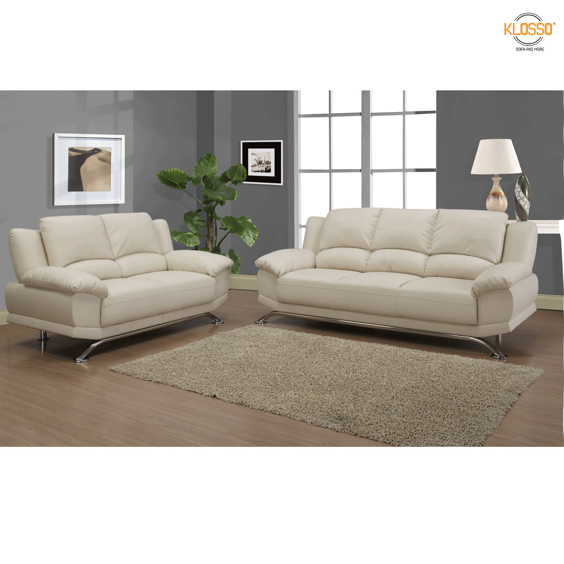 Bộ 2 sofa băng Klosso KCB004-ST (Trắng)
