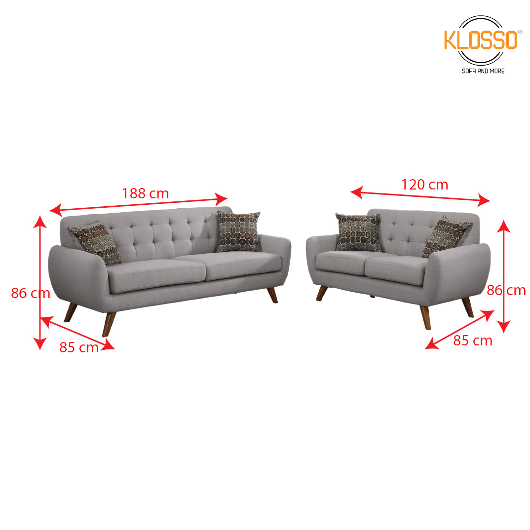 Bộ 2 sofa băng Klosso KCB001-XN (Xám nhạt)