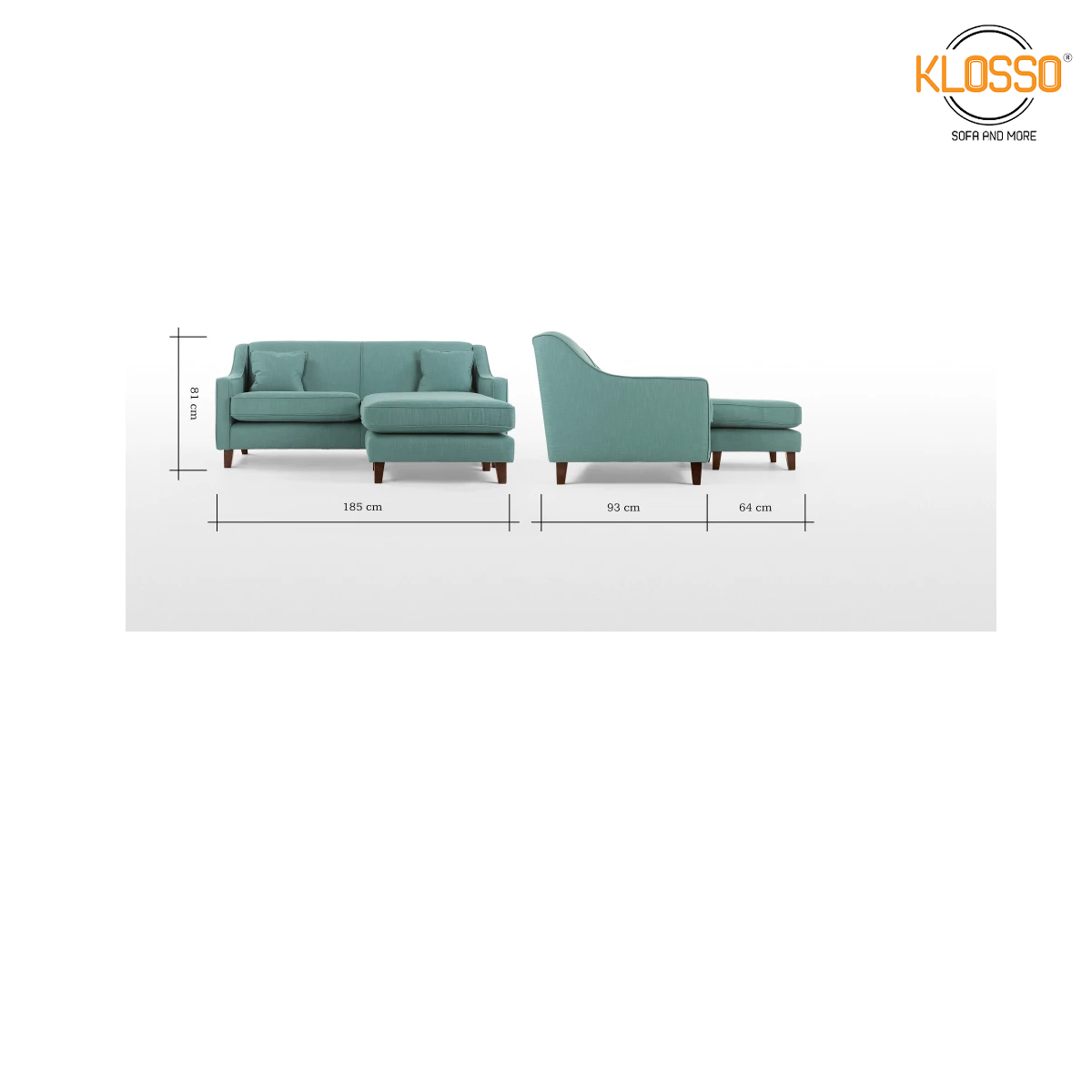 Sofa góc 185x85x44cm Klosso KGG013-GR màu xanh