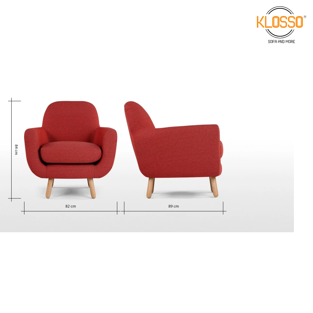 Sofa đơn 82x89x84cm Klosso KSD004-D màu đỏ