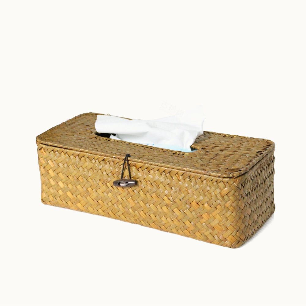 Hộp đựng giấy ăn cỏ bàng thủ công