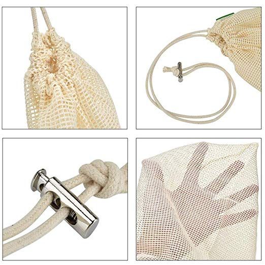 Set 3 túi đựng đồ bằng lưới cotton hữu cơ phân hủy sinh học
