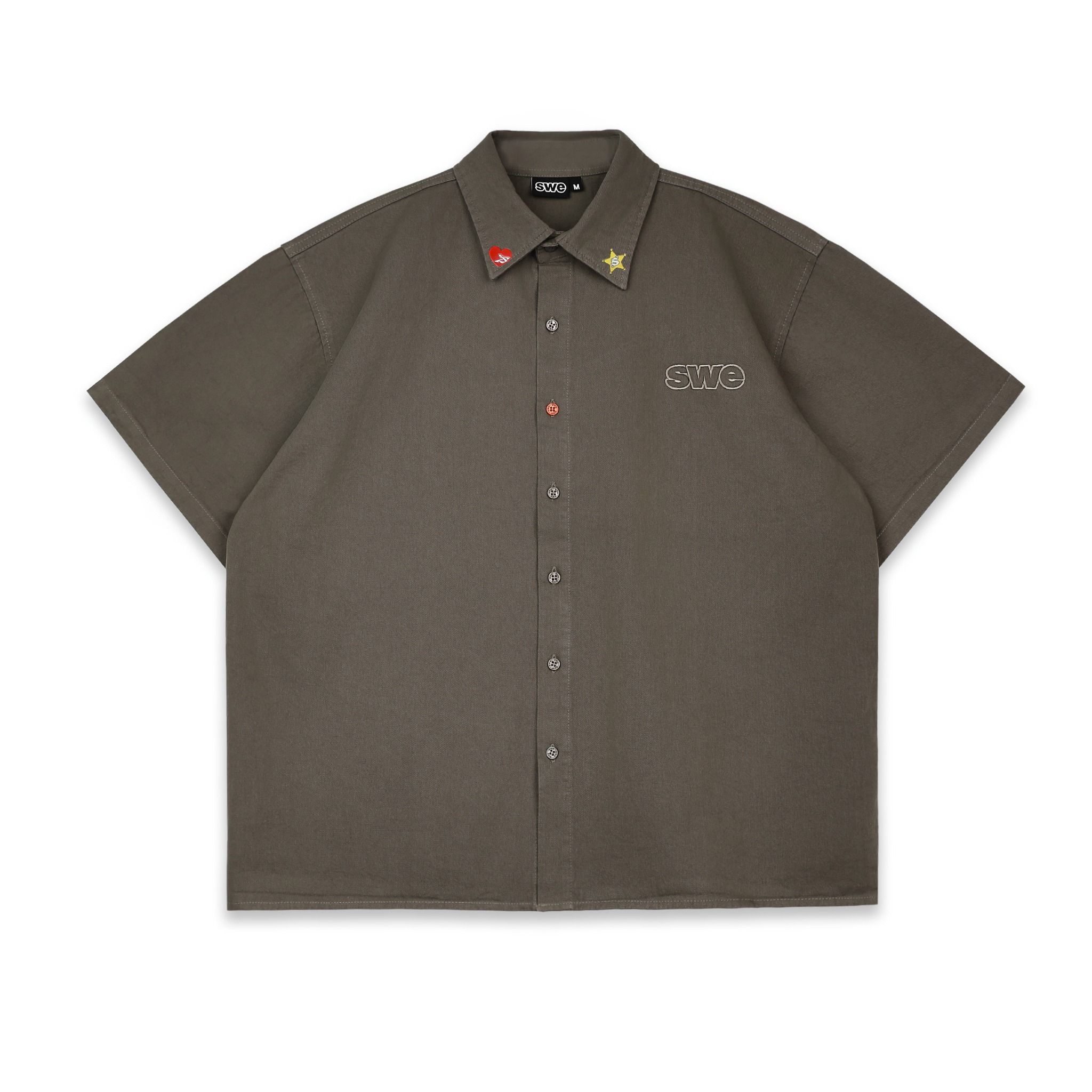 PIN BUTTON SHIRT - GRAY