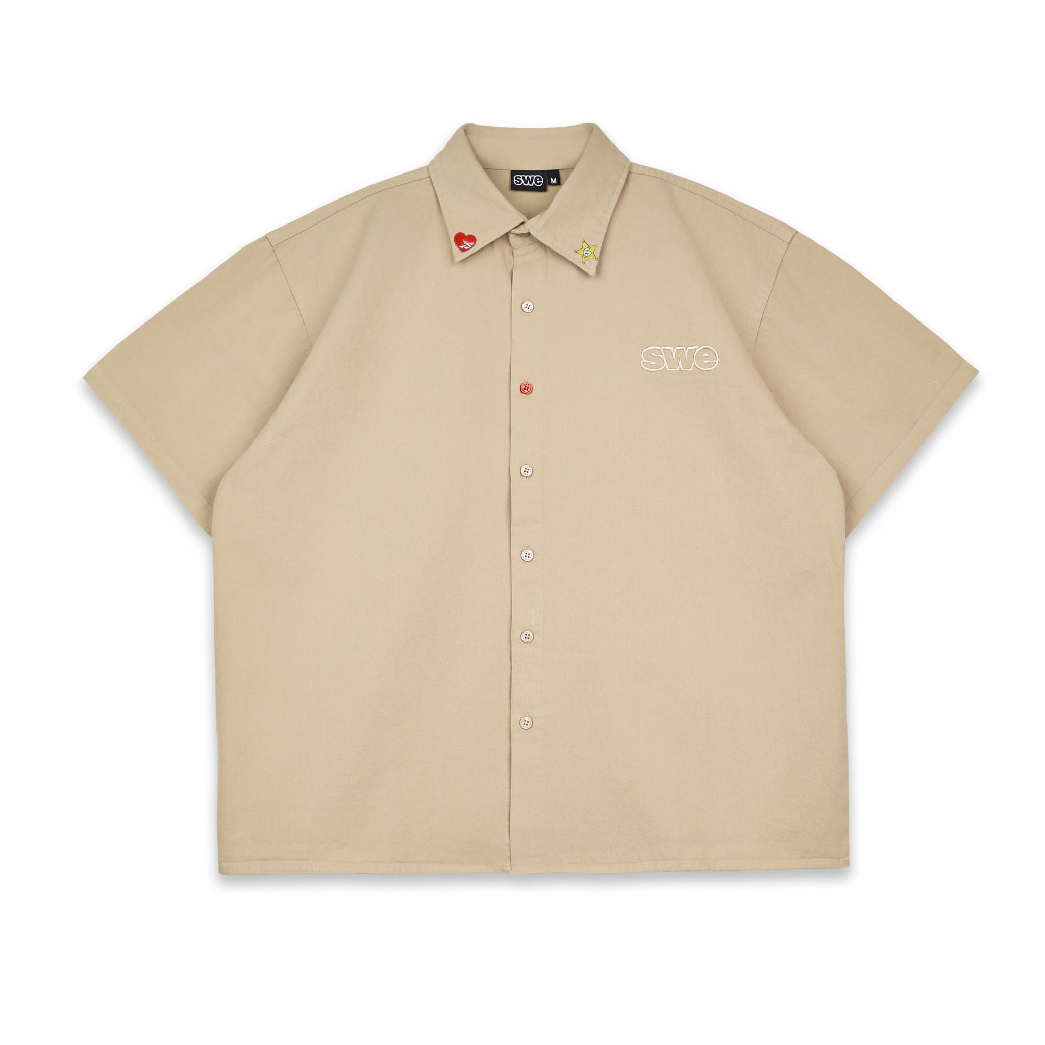 SWE PIN BUTTON SHIRT - BEIGE