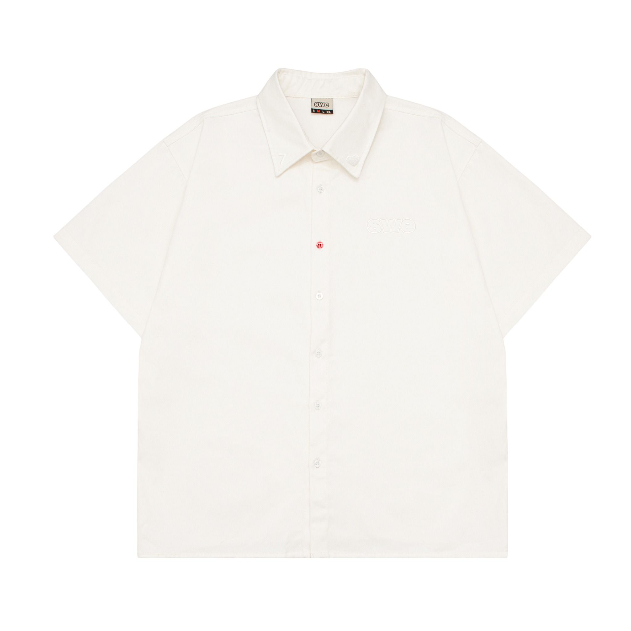 SWE RED BUTTON SHIRT - OFF WHITE