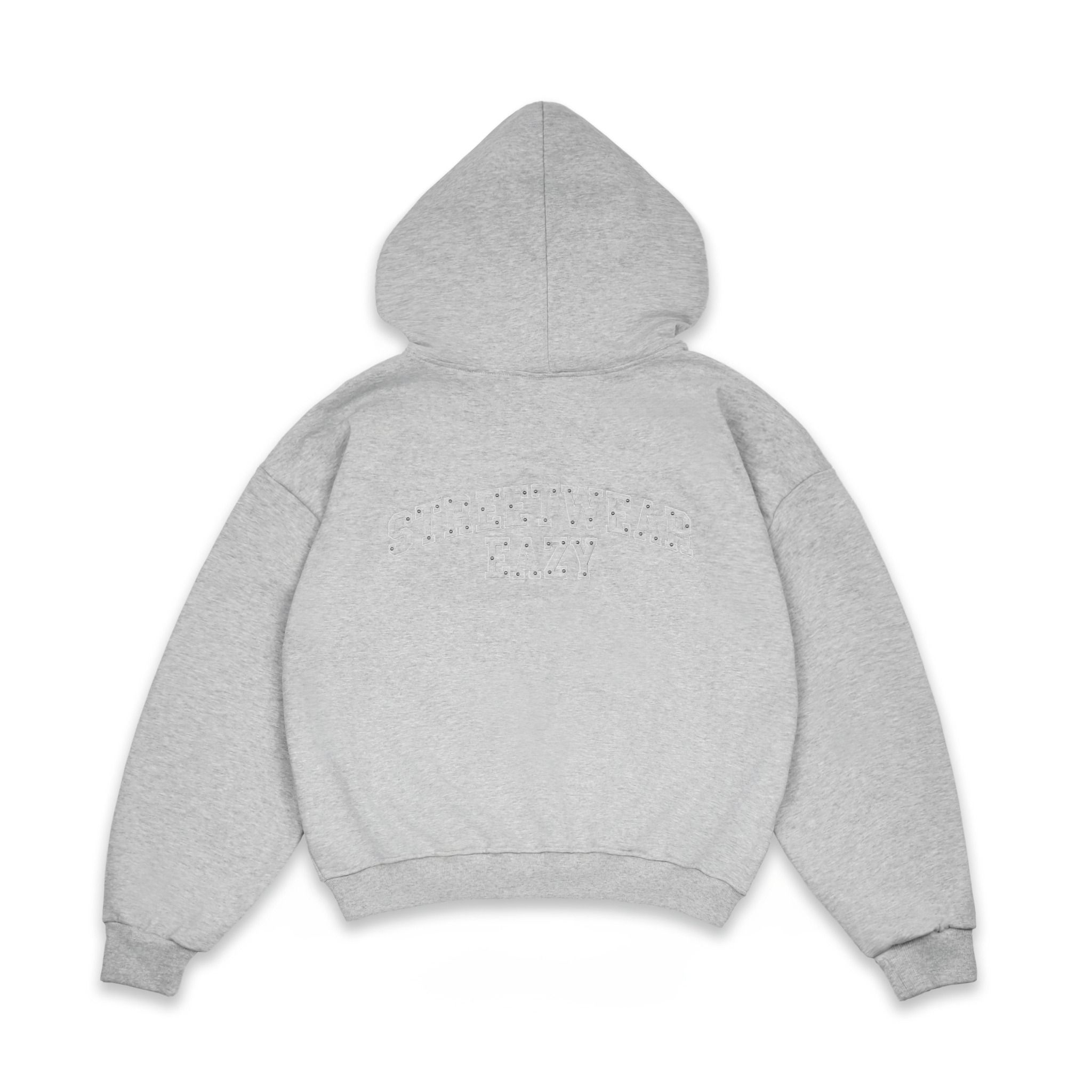 SWE STUDDED ZIP HOODIE - GRAY