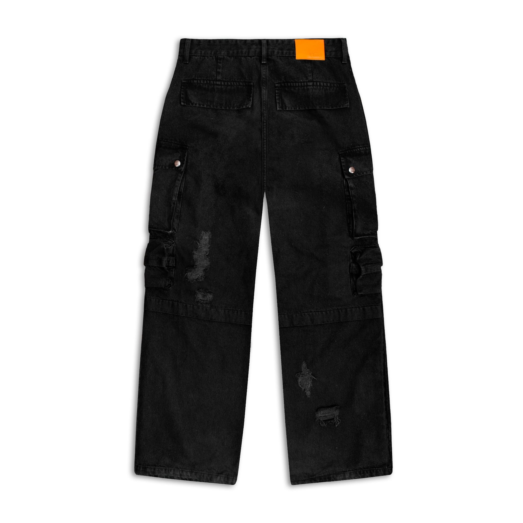 SWE RIPPED CARGO JEANS - BLACK