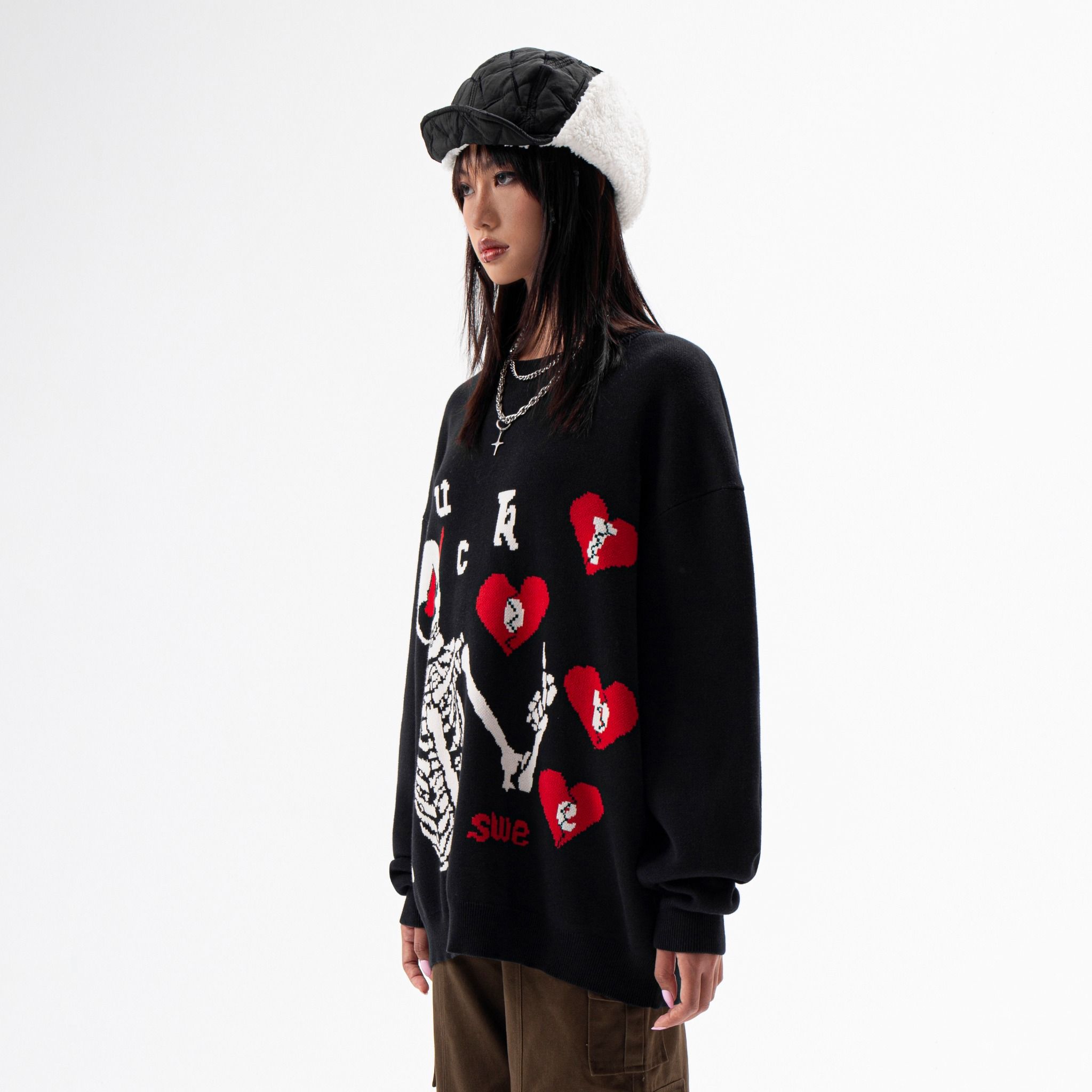 SWE F-LOVE KNIT SWEATER - BLACK