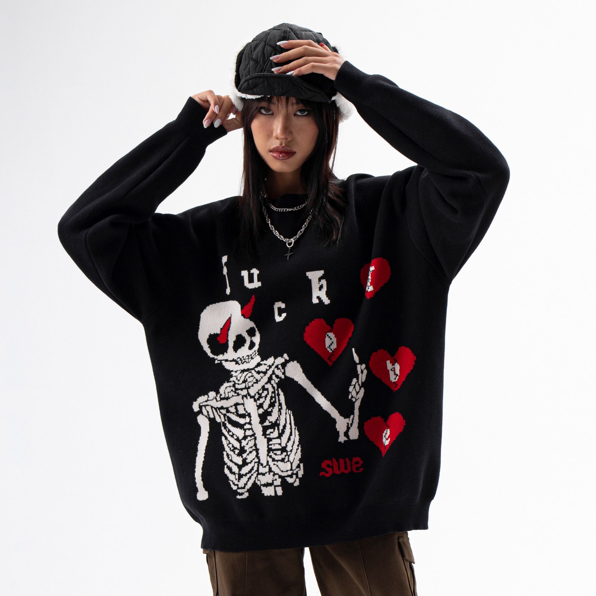 SWE F-LOVE KNIT SWEATER - BLACK