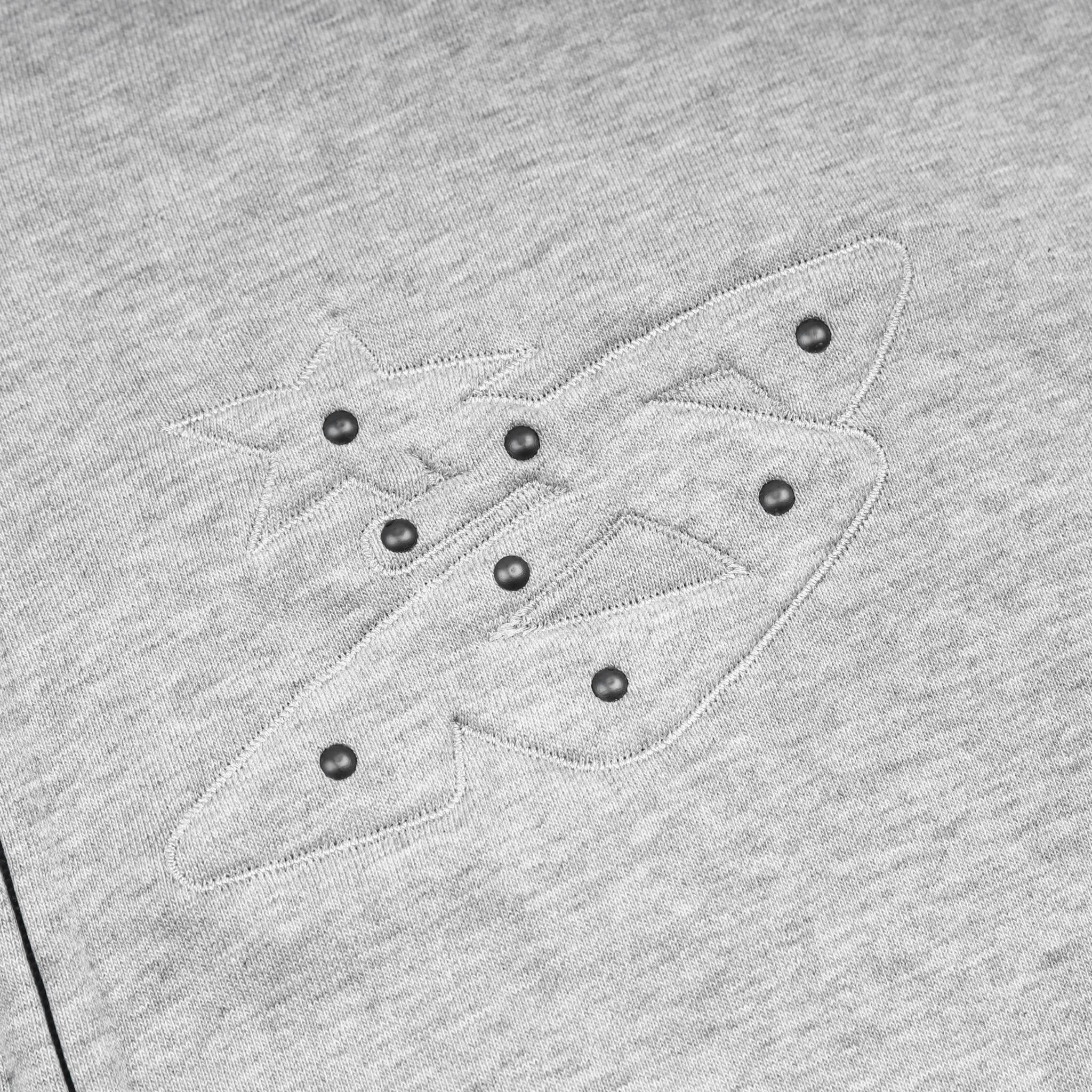 SWE STUDDED ZIP HOODIE - GRAY