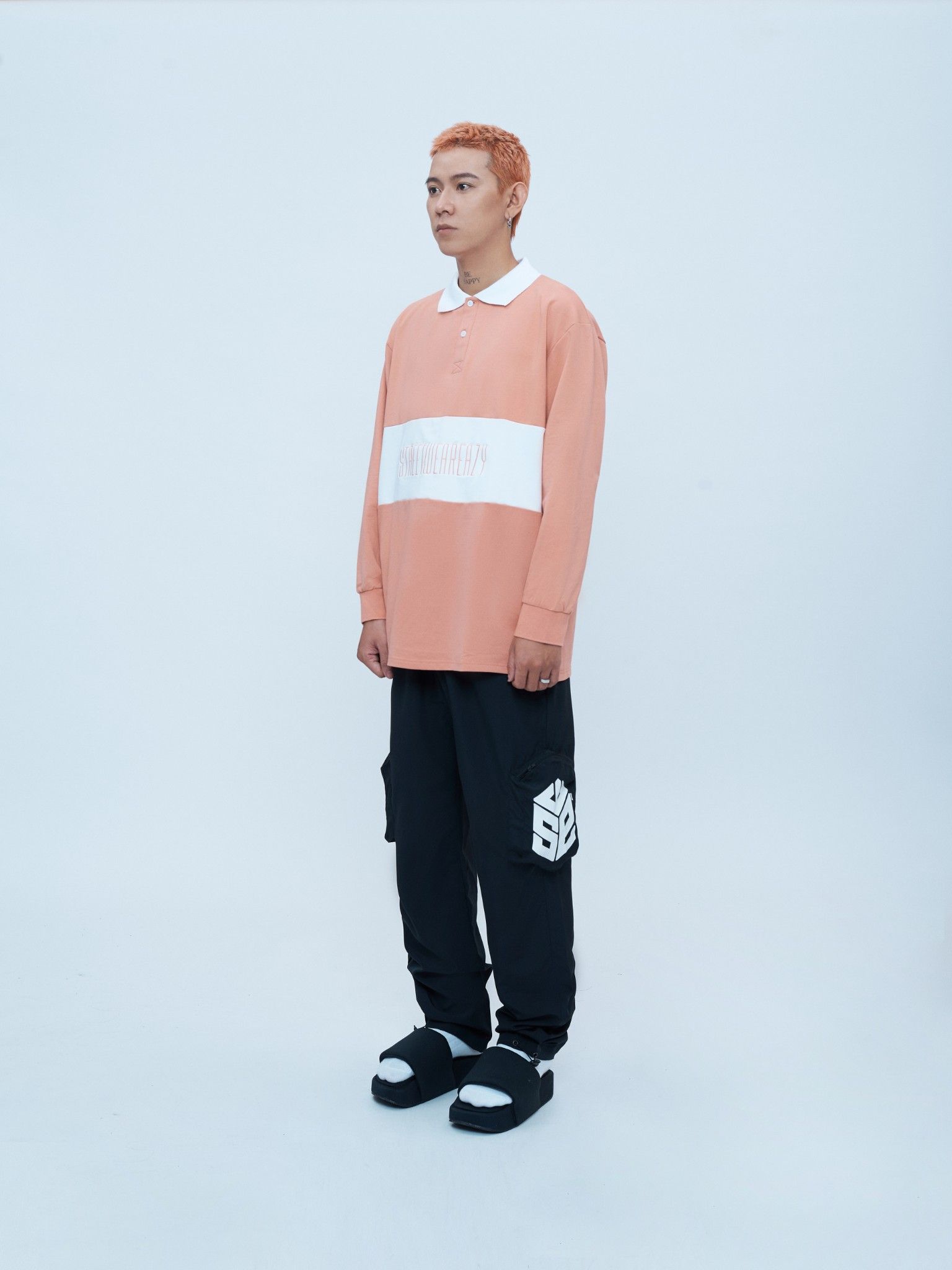 SWE BLOCK L/S POLO - PINK/WHITE