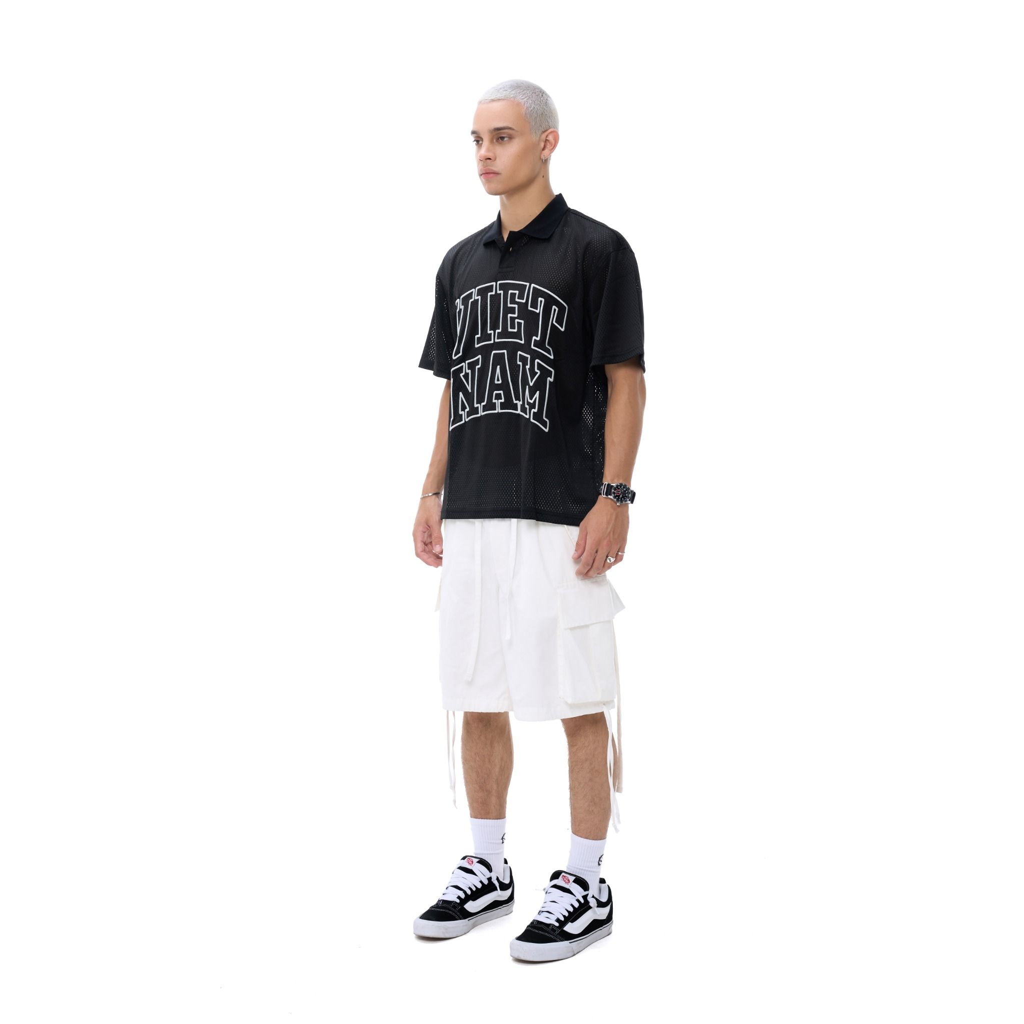 VN MESH POLO - BLACK