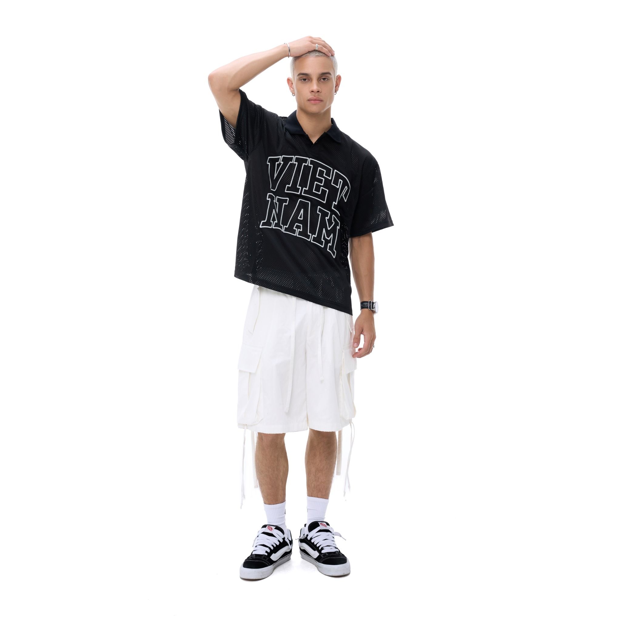 VN MESH POLO - BLACK