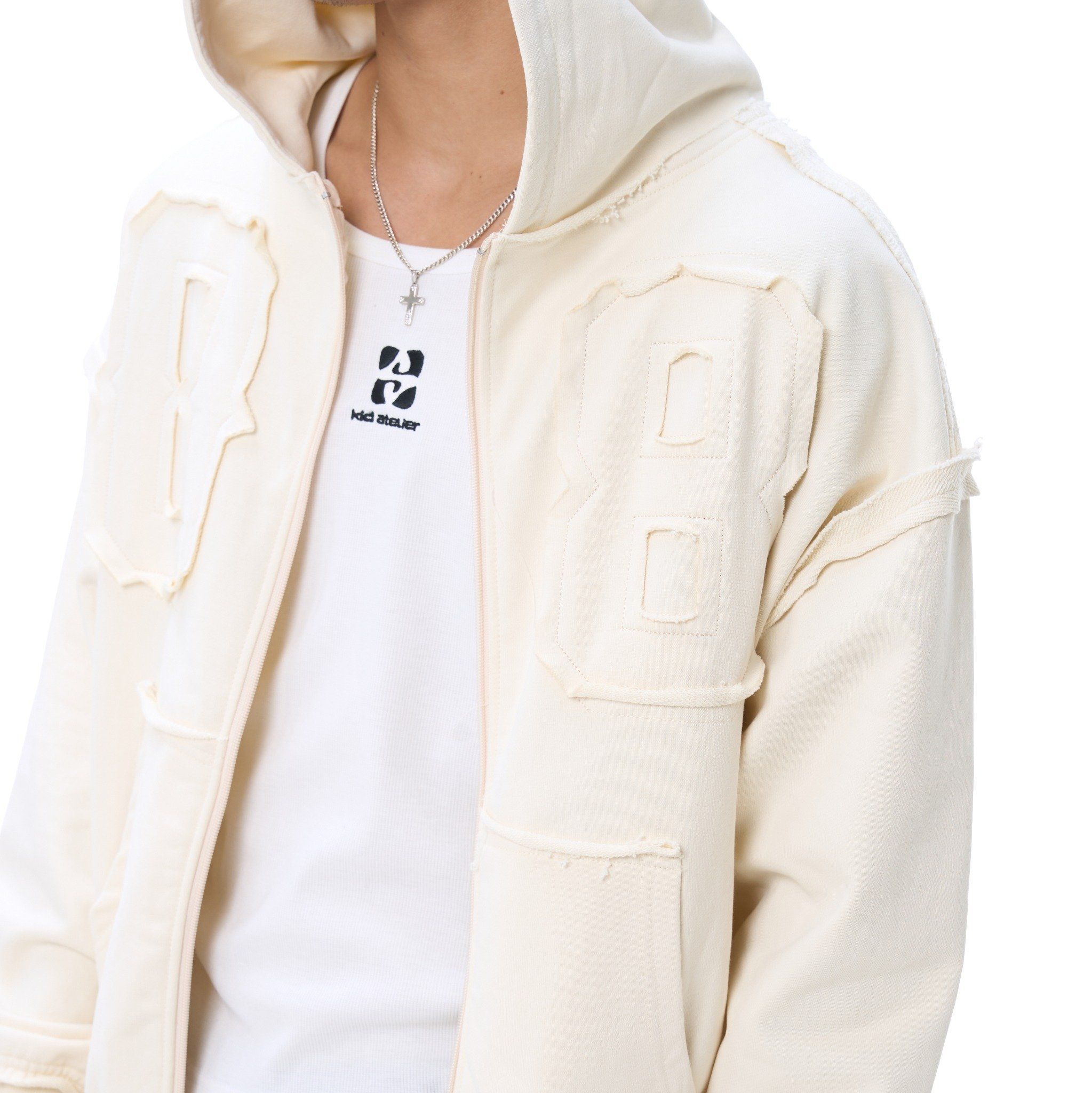 EIGHT ZIP HOODIE - CREAM