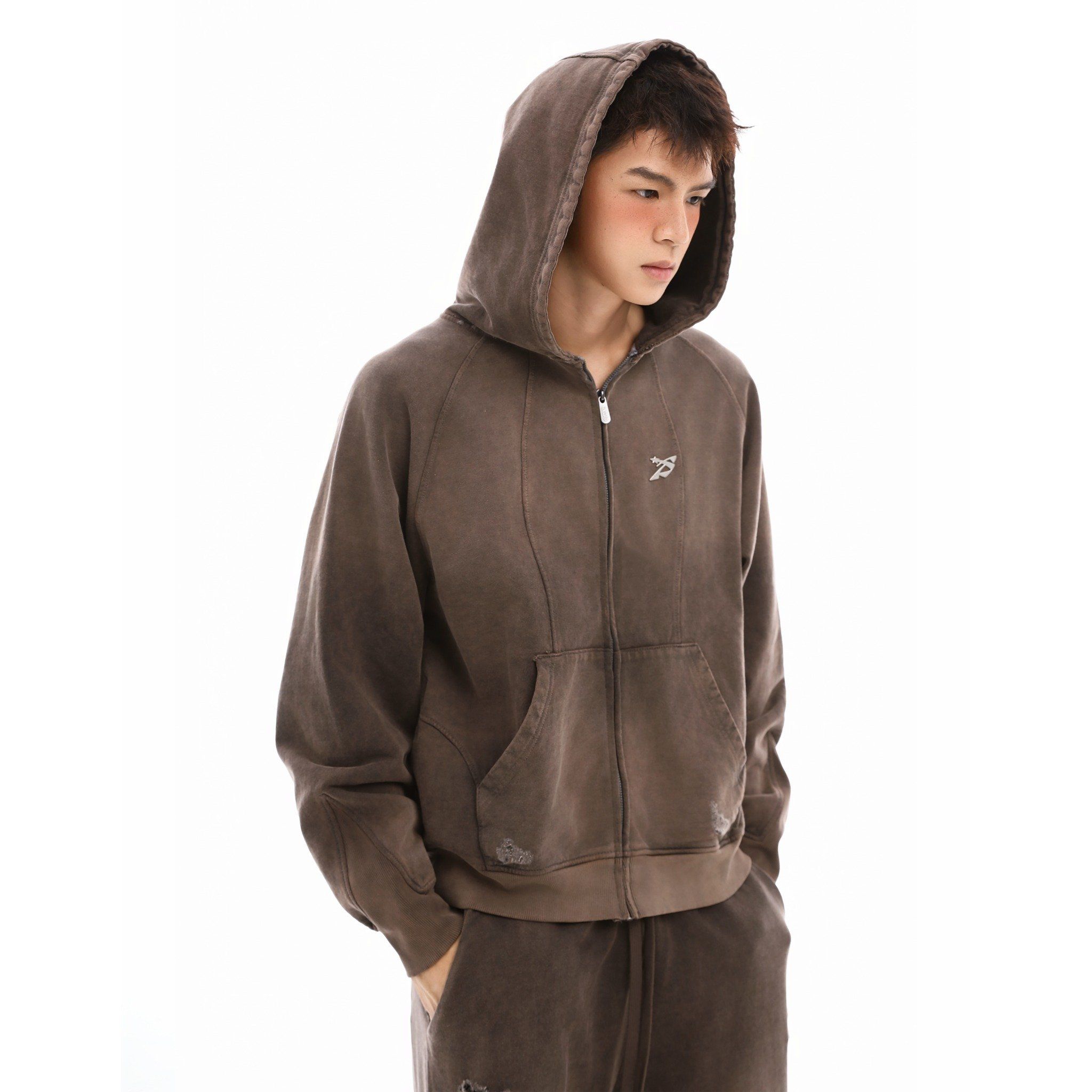 SWE EMBLEM WASHED HOODIE - RUSTIC