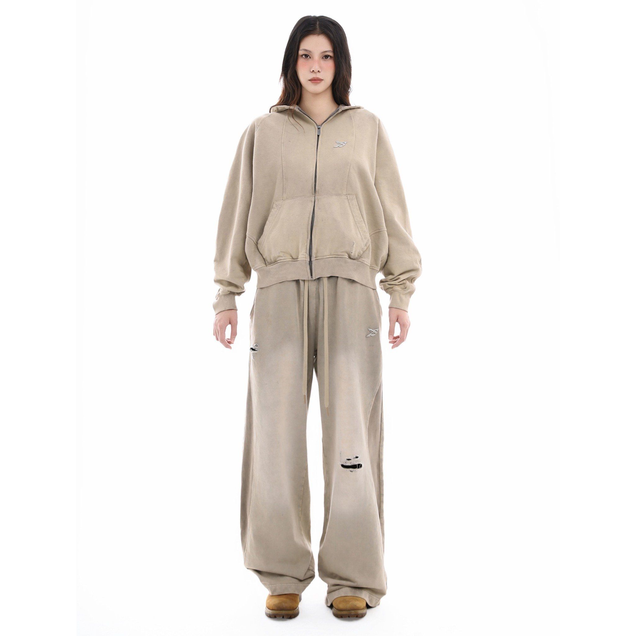 EMBLEM WASHED HOODIE - SAND