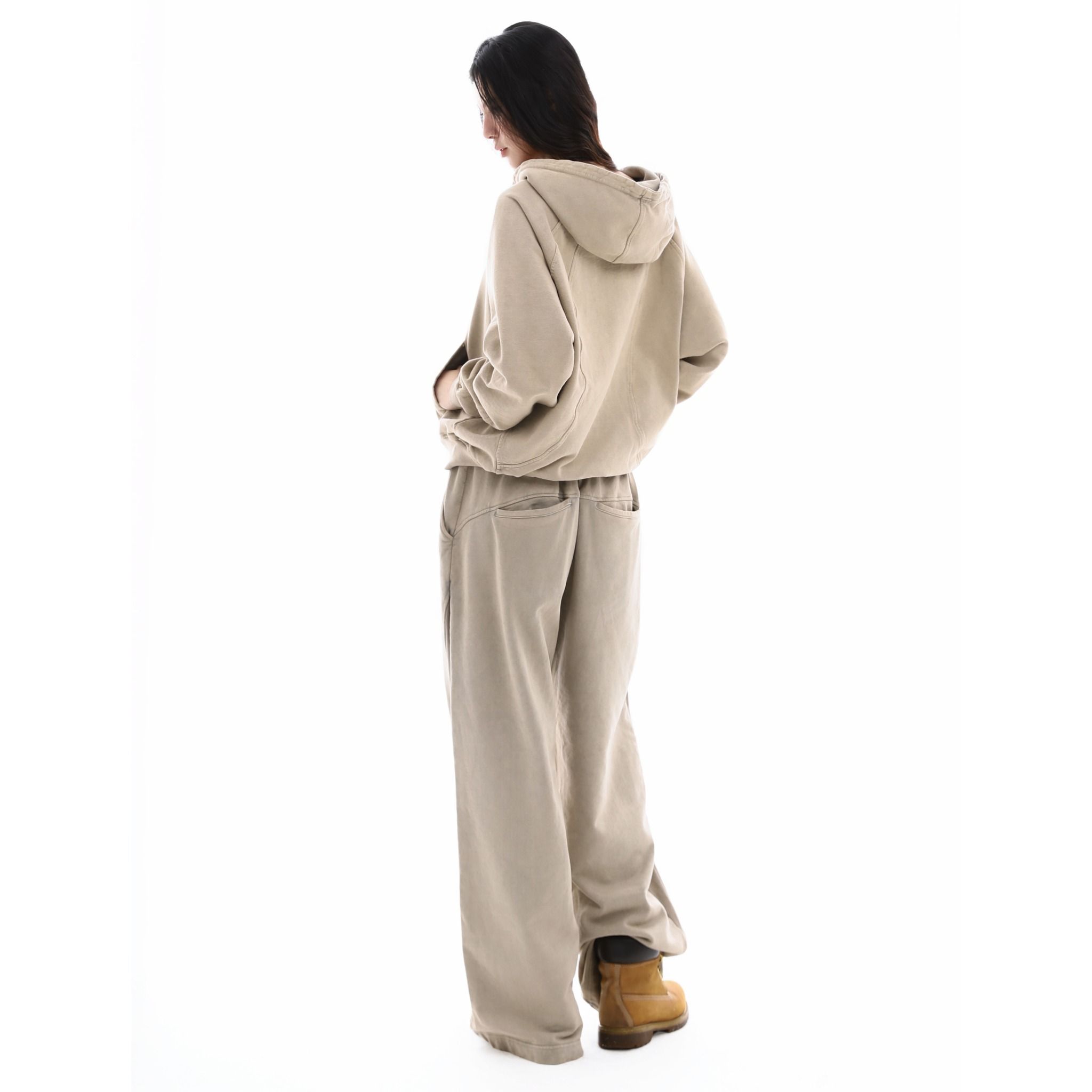 EMBLEM WASHED HOODIE - SAND