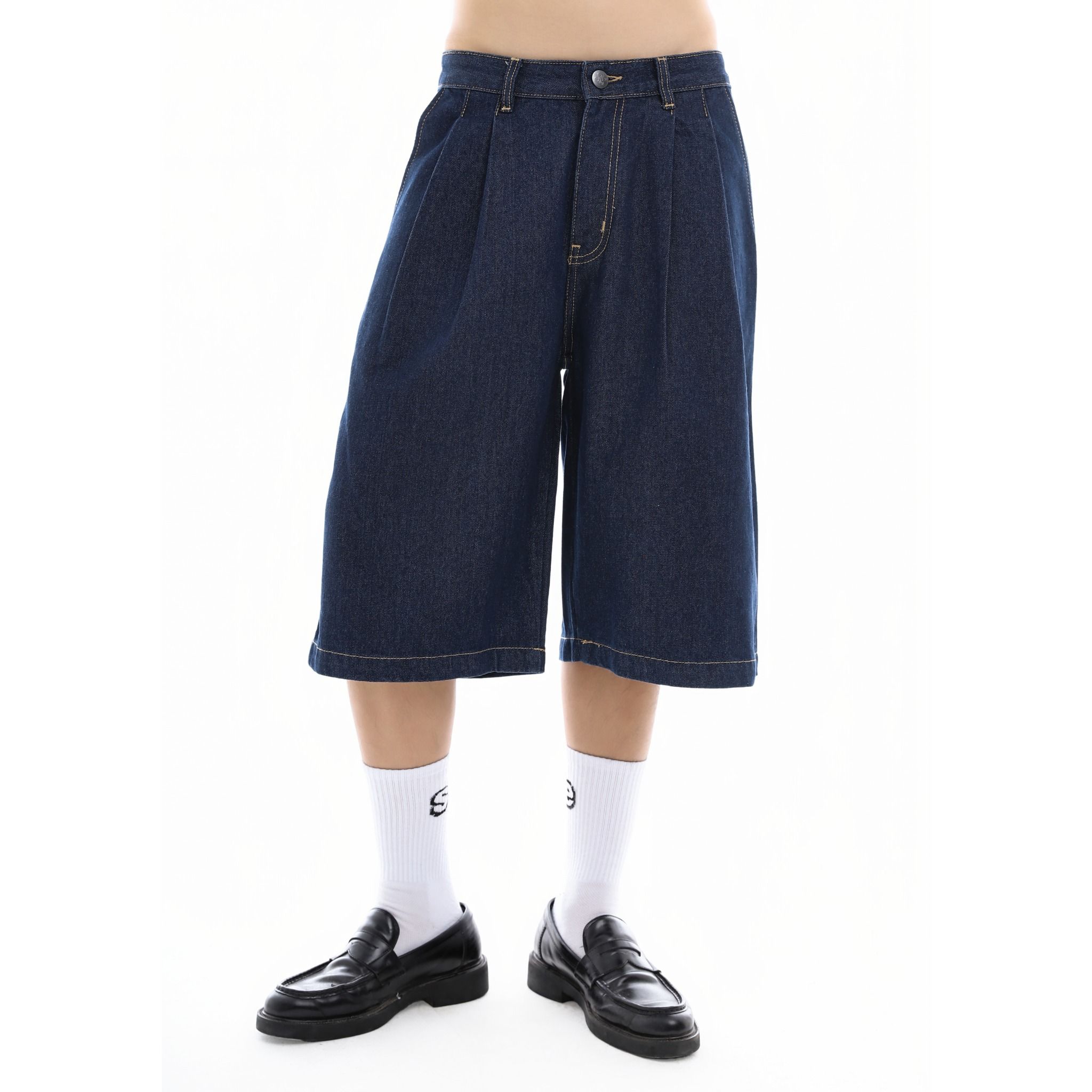 AIRY DENIM SHORTS - DARK BLUE