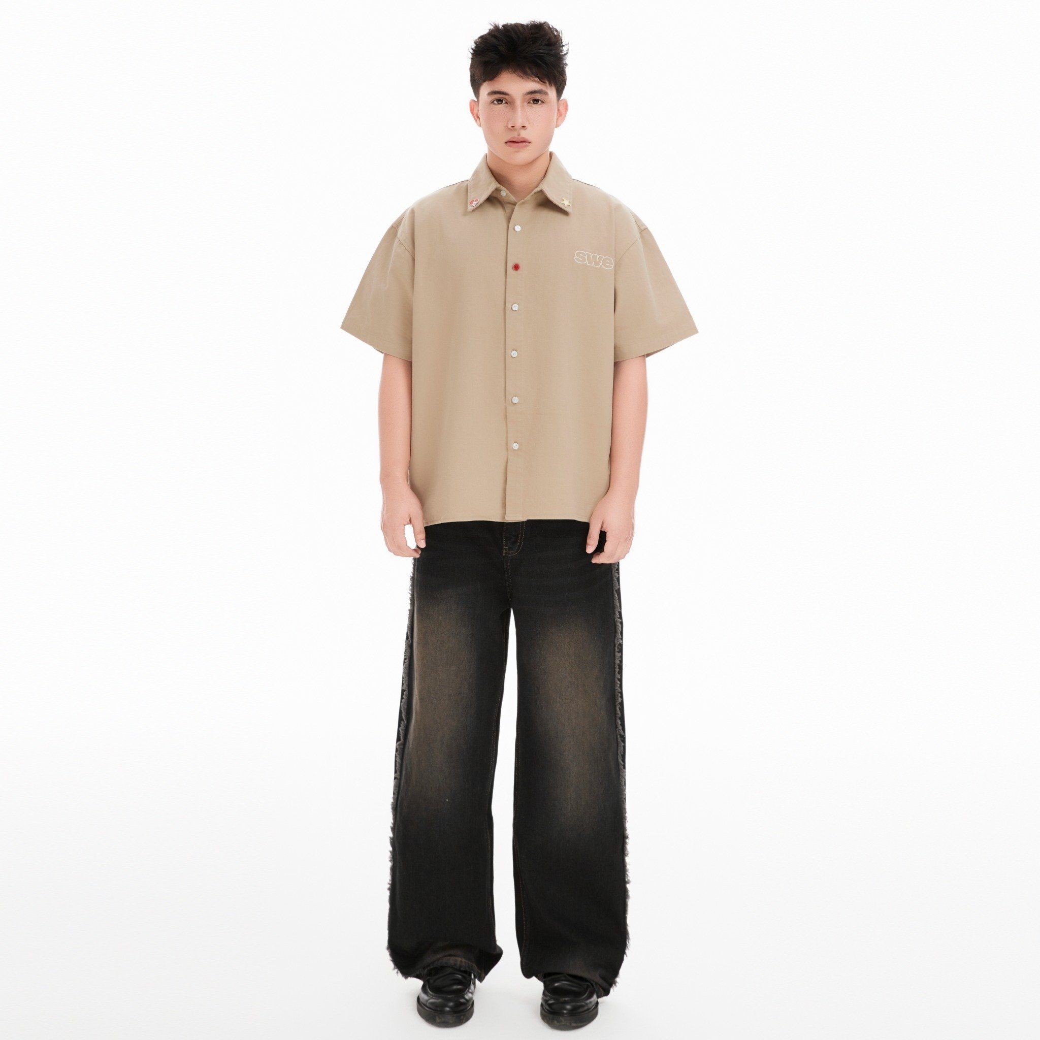 SWE PIN BUTTON SHIRT - BEIGE