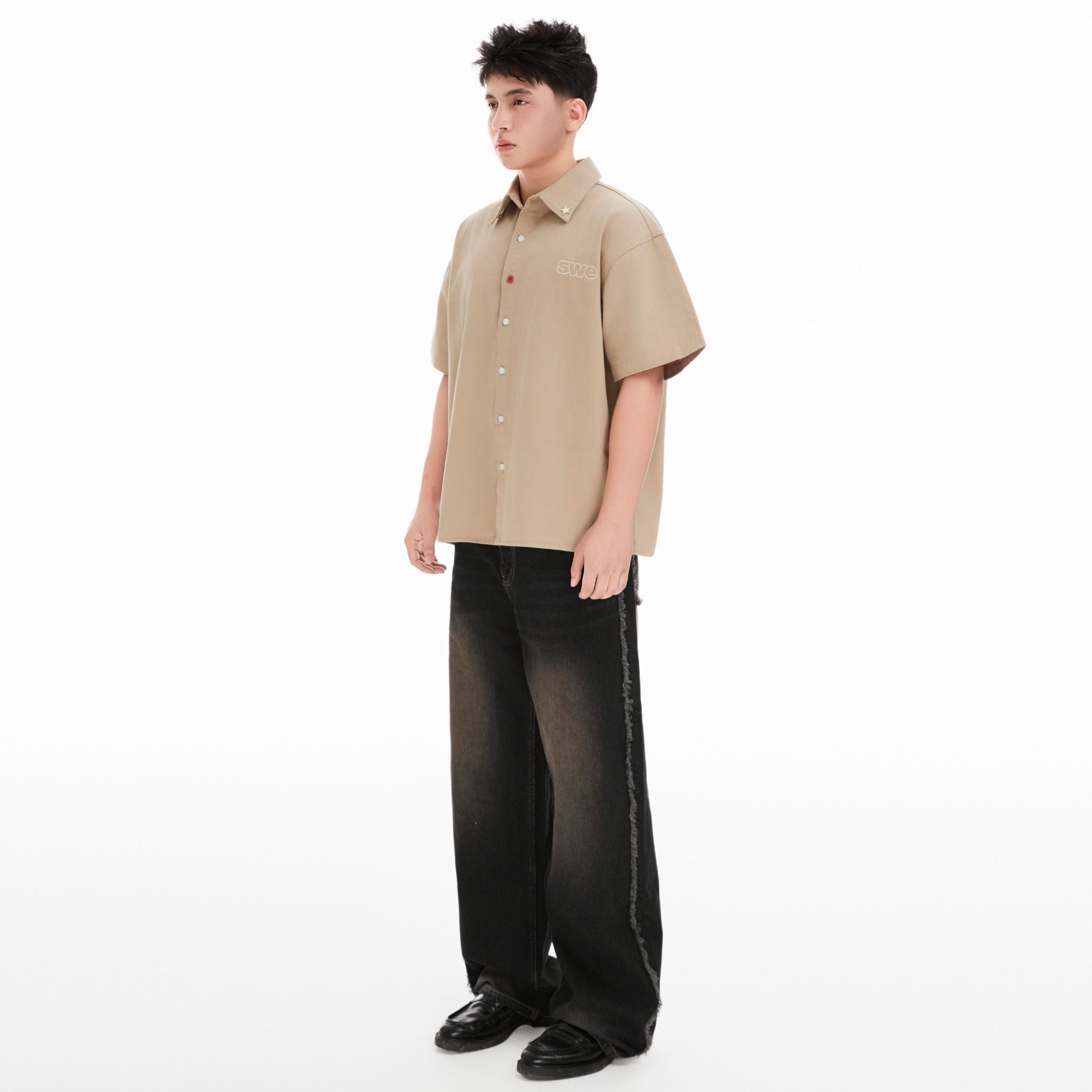 SWE PIN BUTTON SHIRT - BEIGE