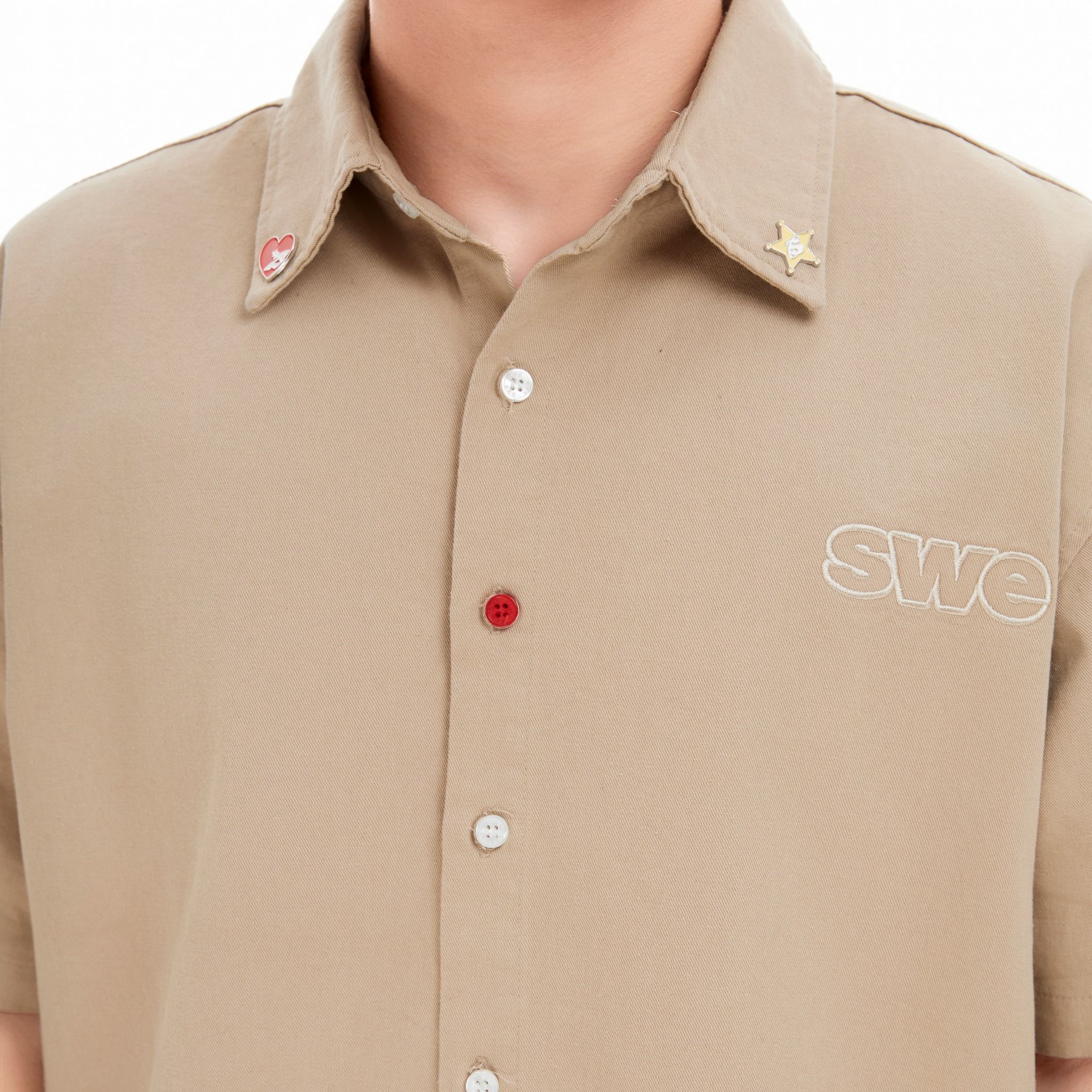 SWE PIN BUTTON SHIRT - BEIGE