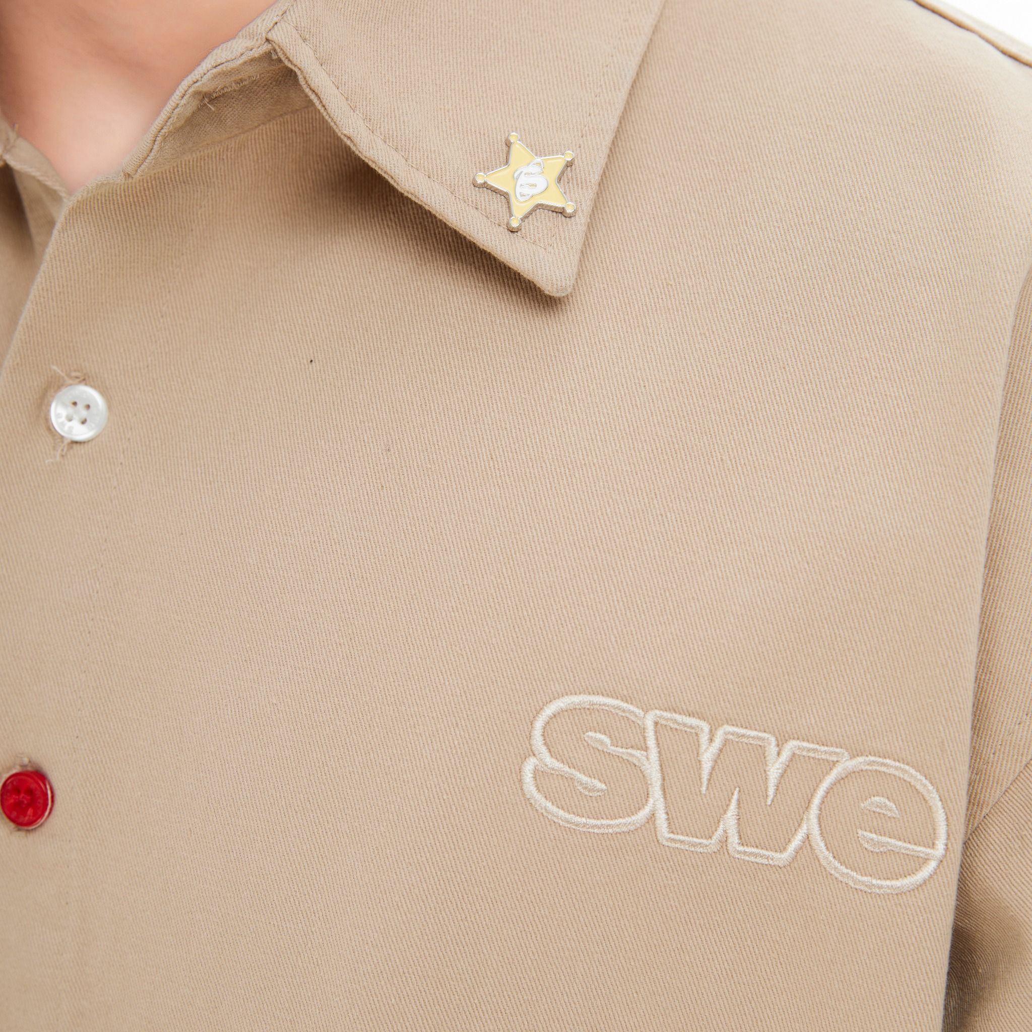 SWE PIN BUTTON SHIRT - BEIGE
