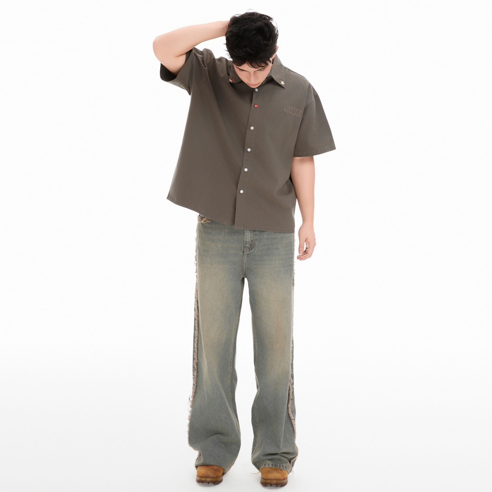 PIN BUTTON SHIRT - GRAY