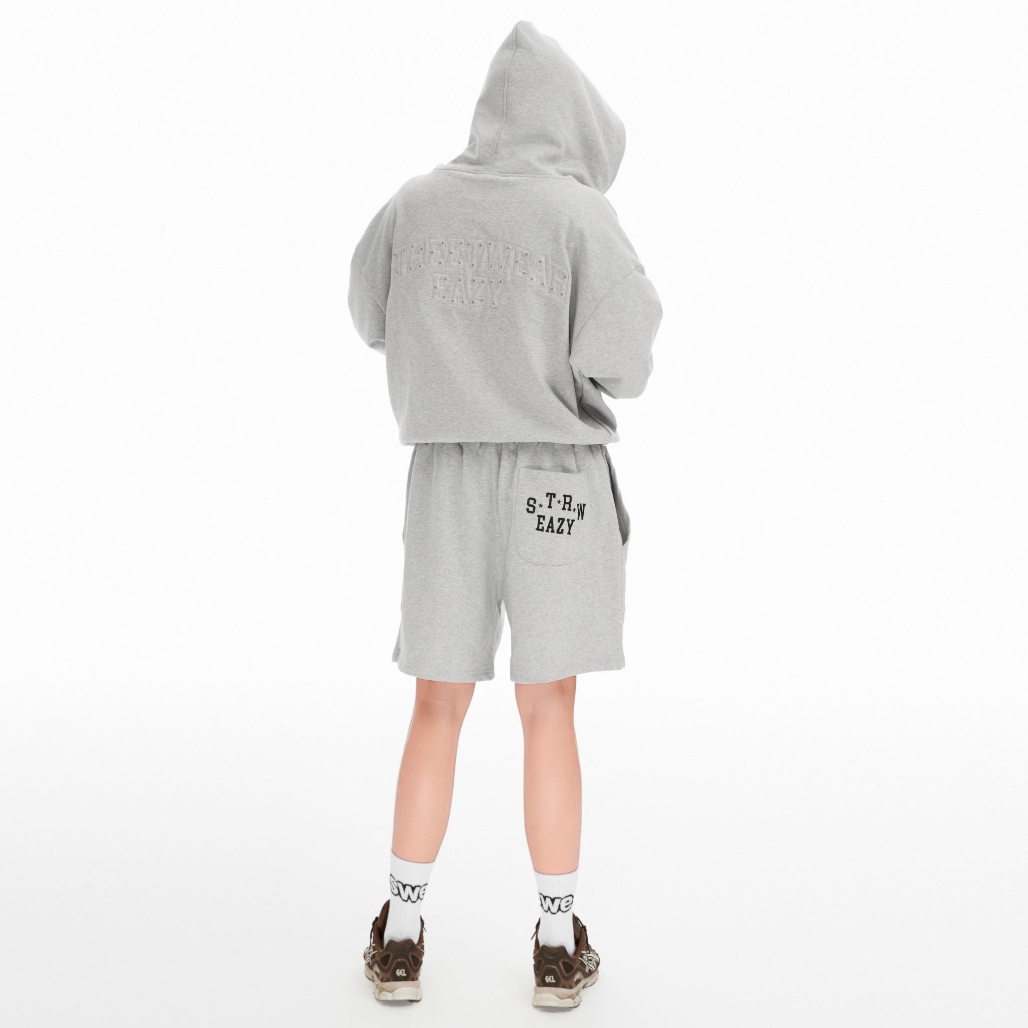 SWE STUDDED ZIP HOODIE - GRAY
