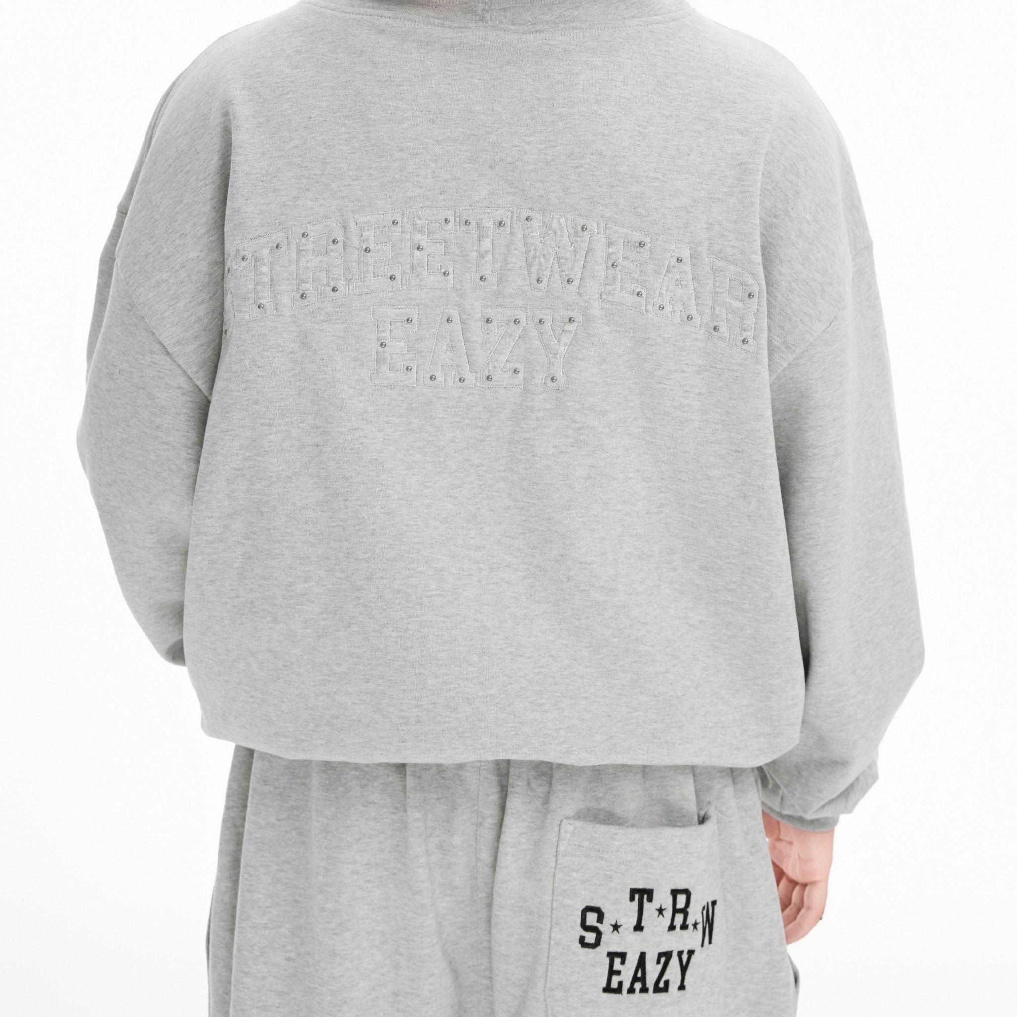 SWE STUDDED ZIP HOODIE - GRAY