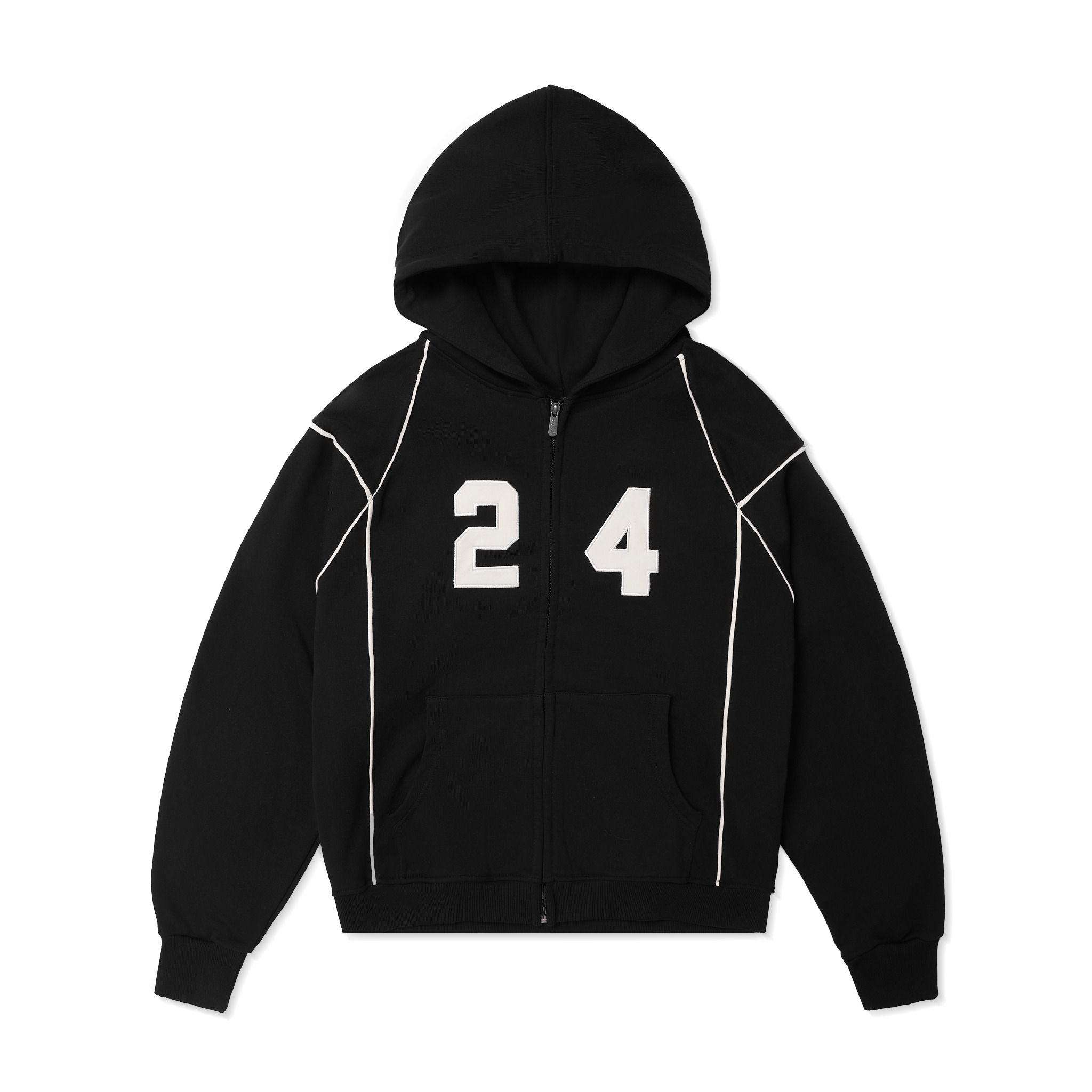 24 ZIP HOODIE - BLACK
