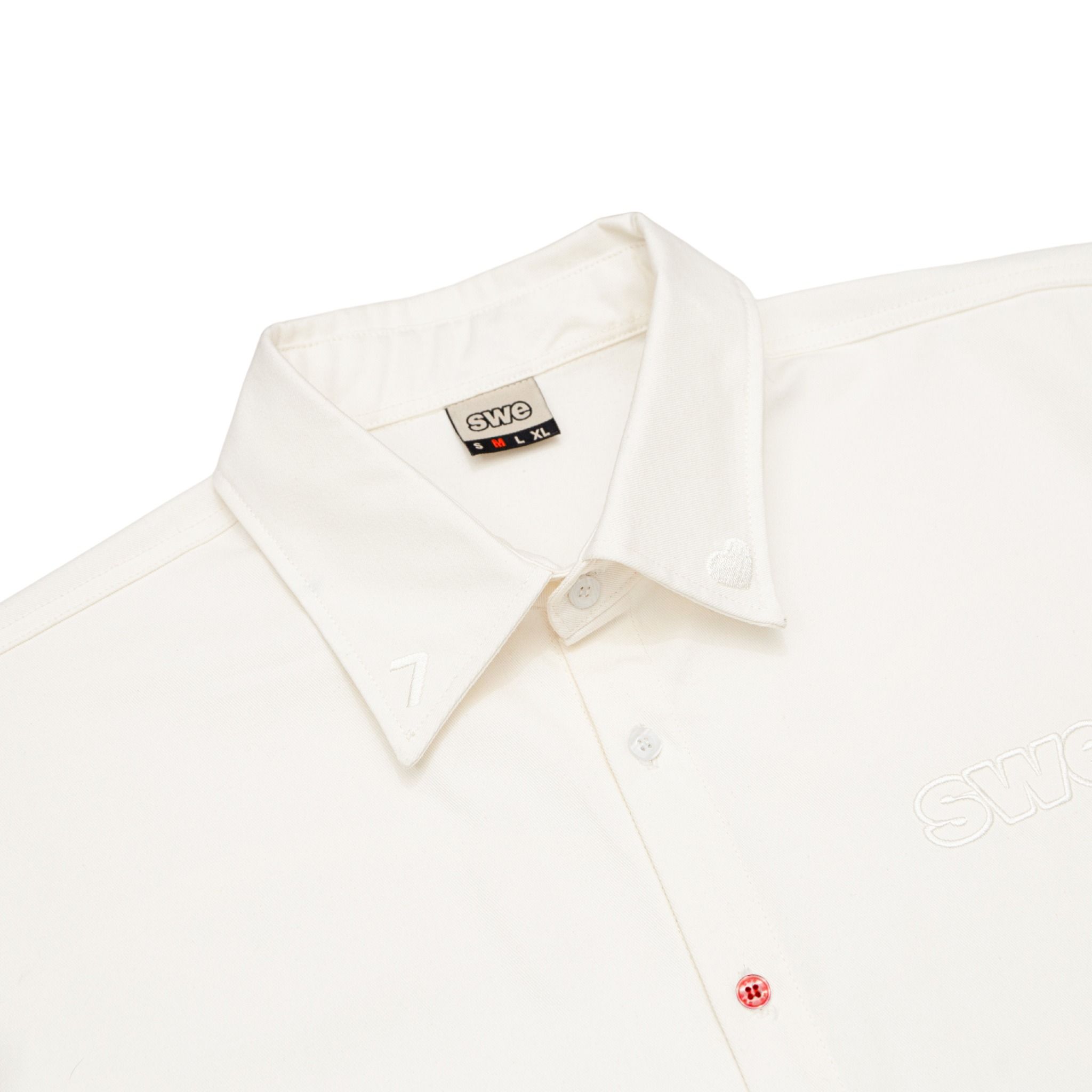 SWE RED BUTTON SHIRT - OFF WHITE