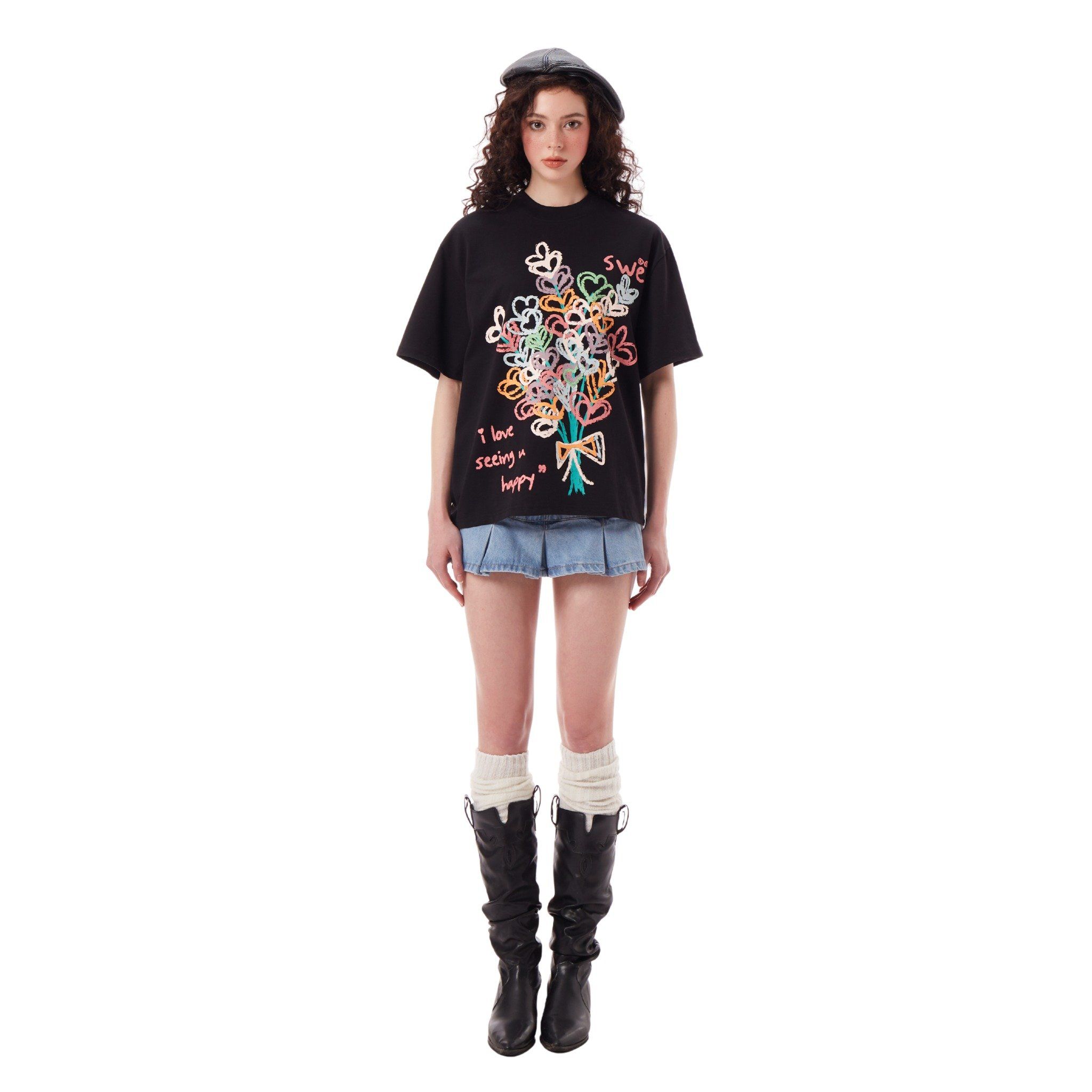 SWE HAPPY TEE - BLACK