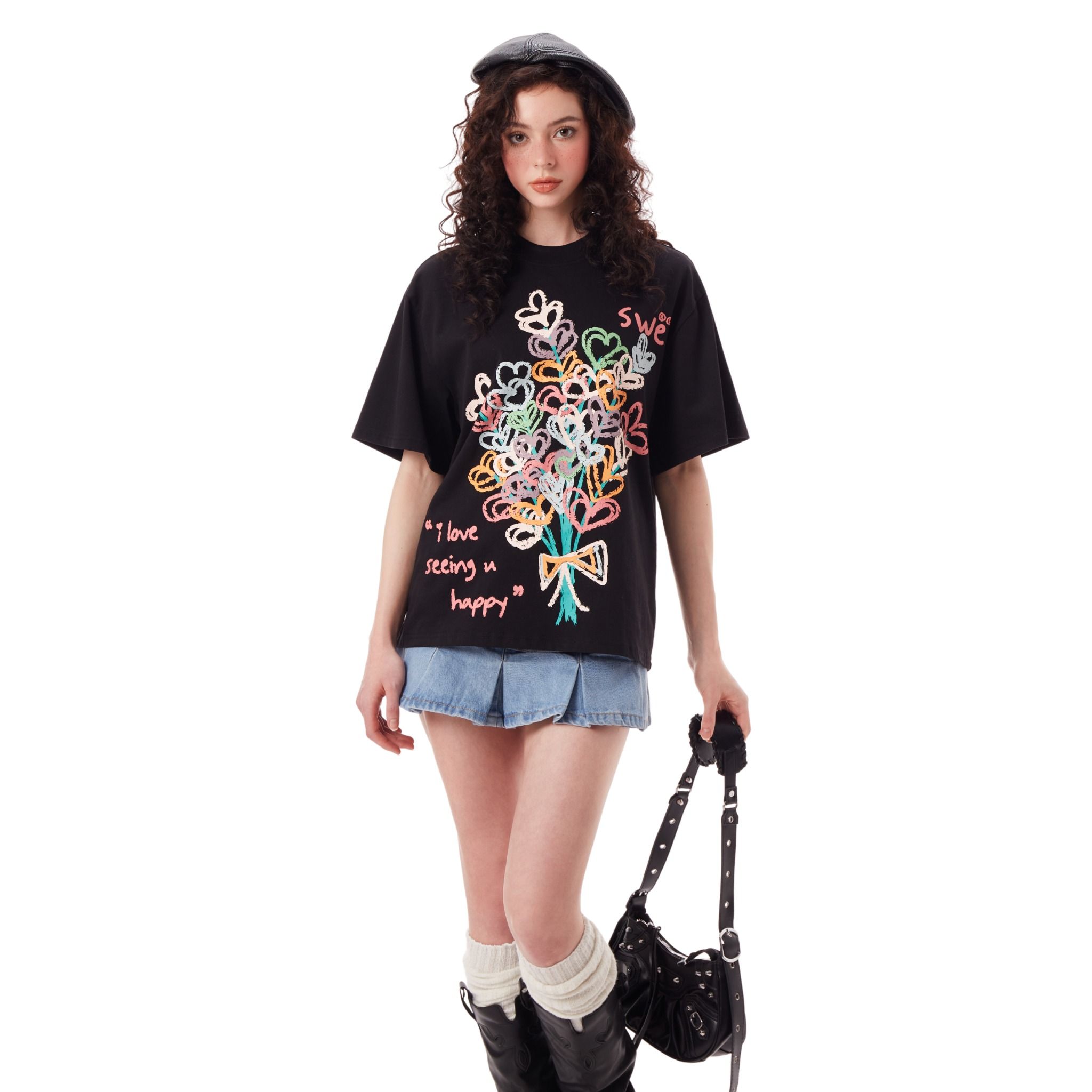 SWE HAPPY TEE - BLACK