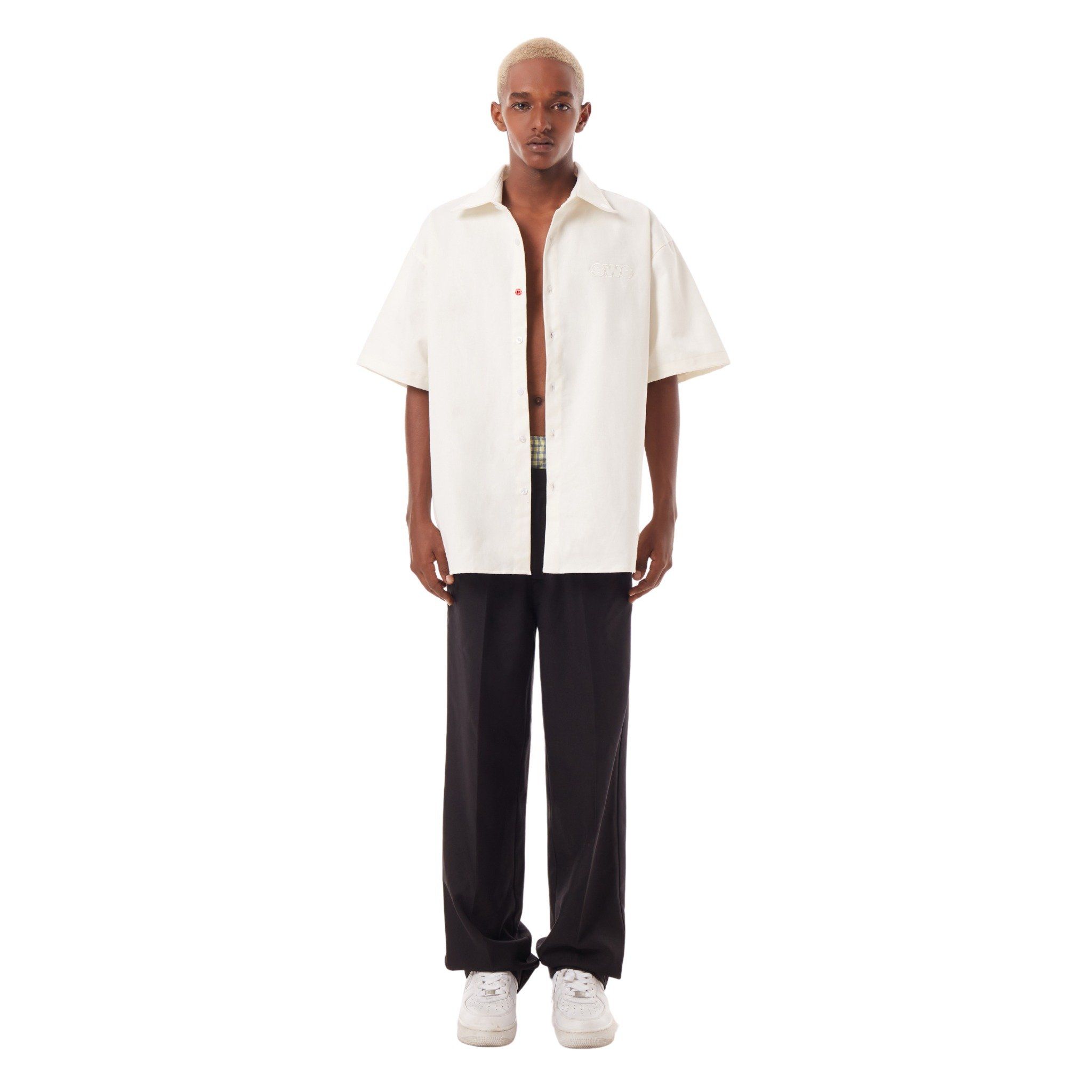 SWE RED BUTTON SHIRT - OFF WHITE