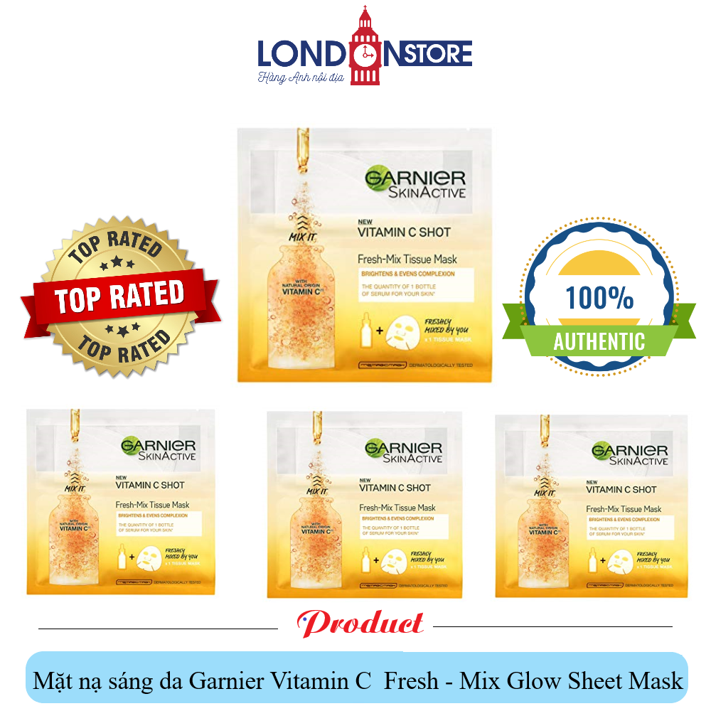 Mặt nạ cấp ẩm sáng da Vitamin C Garnier Fresh - Mix Glow Sheet Mask