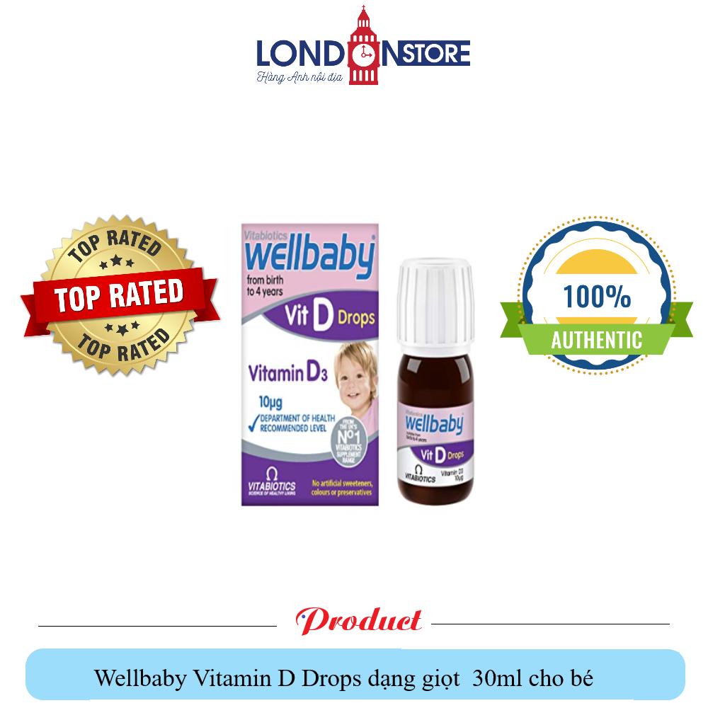 ( Hàng Anh ) Wellbaby Vitamin D Drops dạng giọt 30ml cho bé