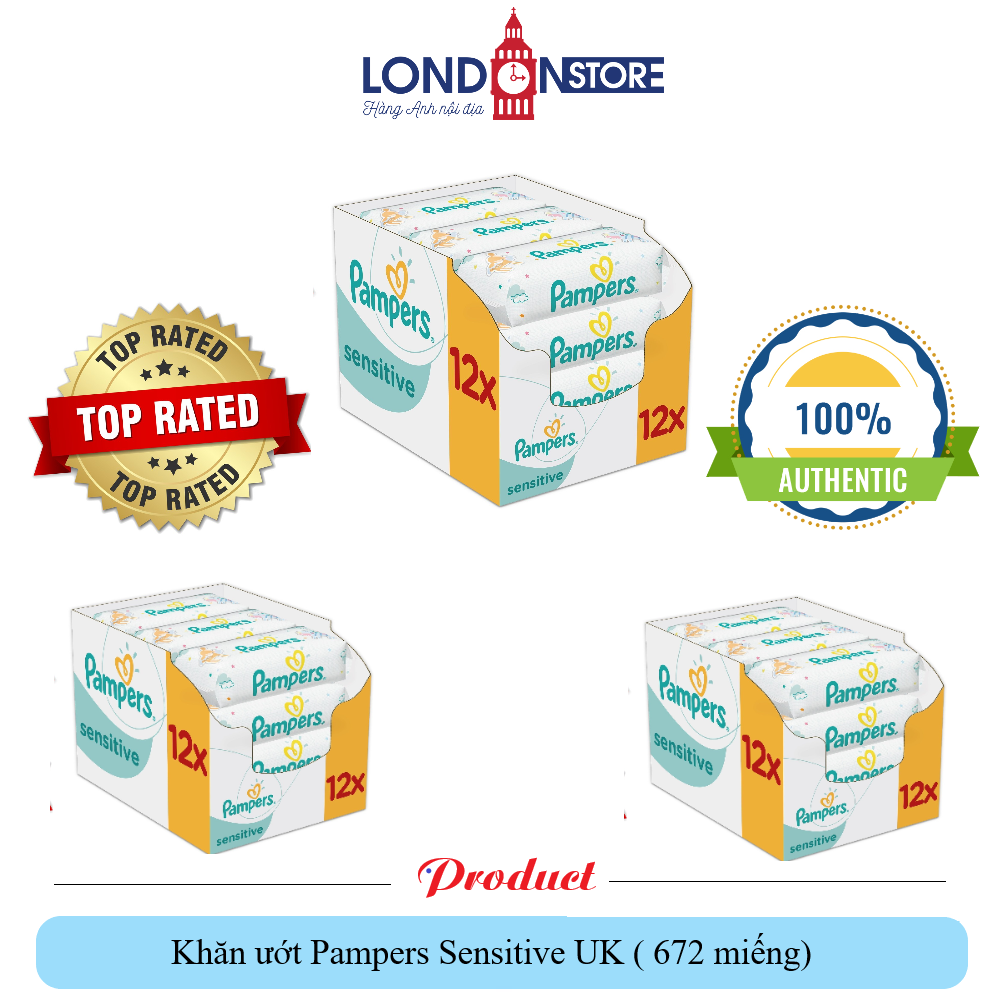 ( Hàng đặt trước ) Khăn ướt Pampers UK ( 672 miếng)
