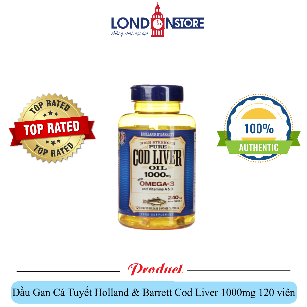 Dầu Gan Cá Tuyết Holland & Barrett Cod Liver 1000mg