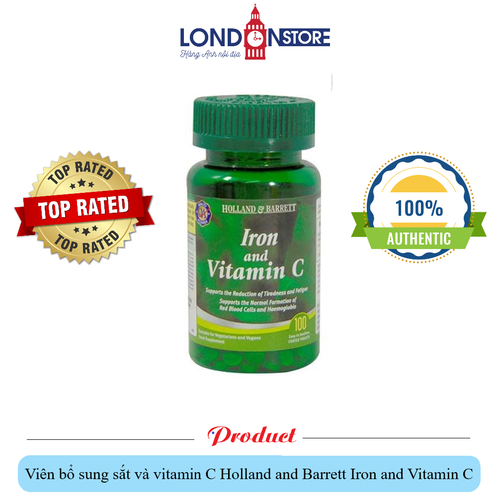 Viên uống bổ sung sắt và vitamin C Holland and Barrett Iron and Vitamin C