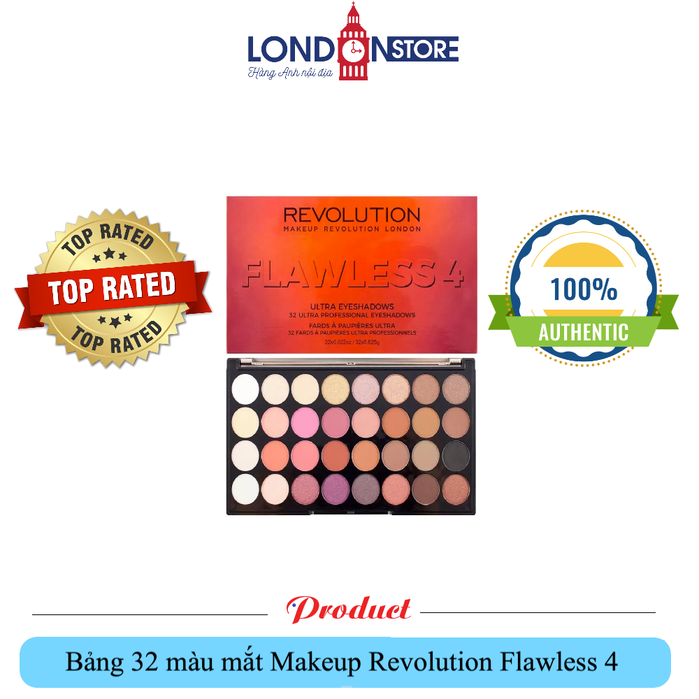 Bảng 32 màu mắt Makeup Revolution Flawless 1-2-3-4 Eyeshadow Palette