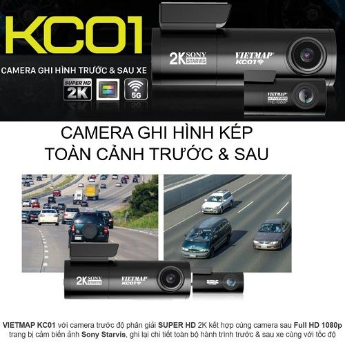  Camera hành trình ghi hình Trước & Sau Vietmap KC01 