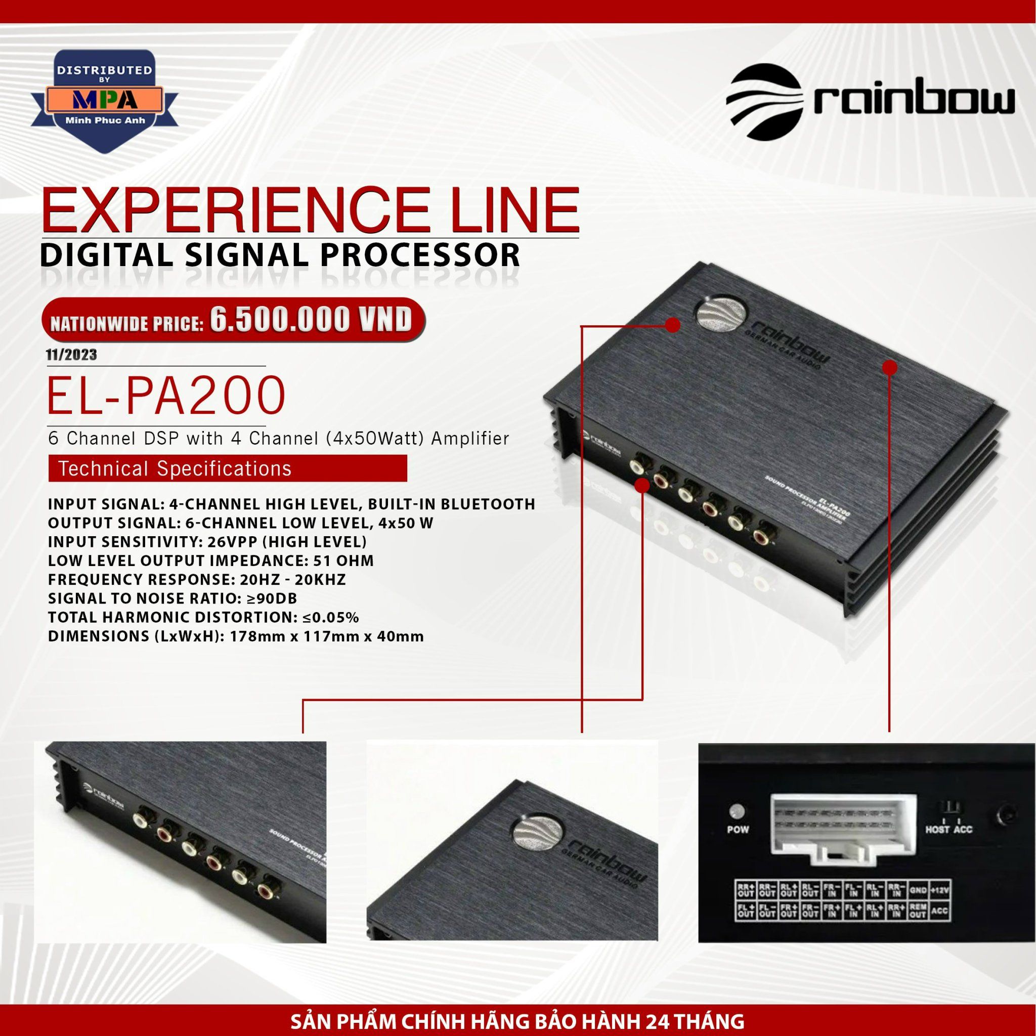 DSP Rainbow EL-AP300D - 6 kênh tín hiệu + 4 kênh Amply