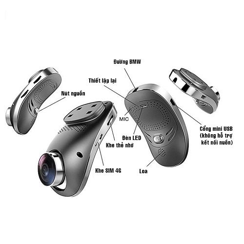 iCar Camera hành trình không màn hình giám sát từ xa qua Internet A100 4G