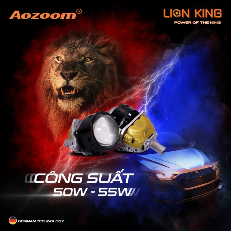 Đèn Bi pha ô tô Aozoom Lion King Led - Chân xoáy