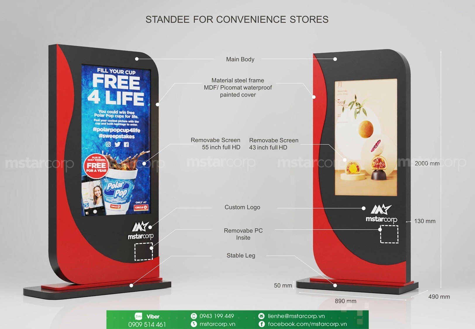 Standee điện tử MS07 - Thiết kế theo nhu cầu - Tích hợp Android