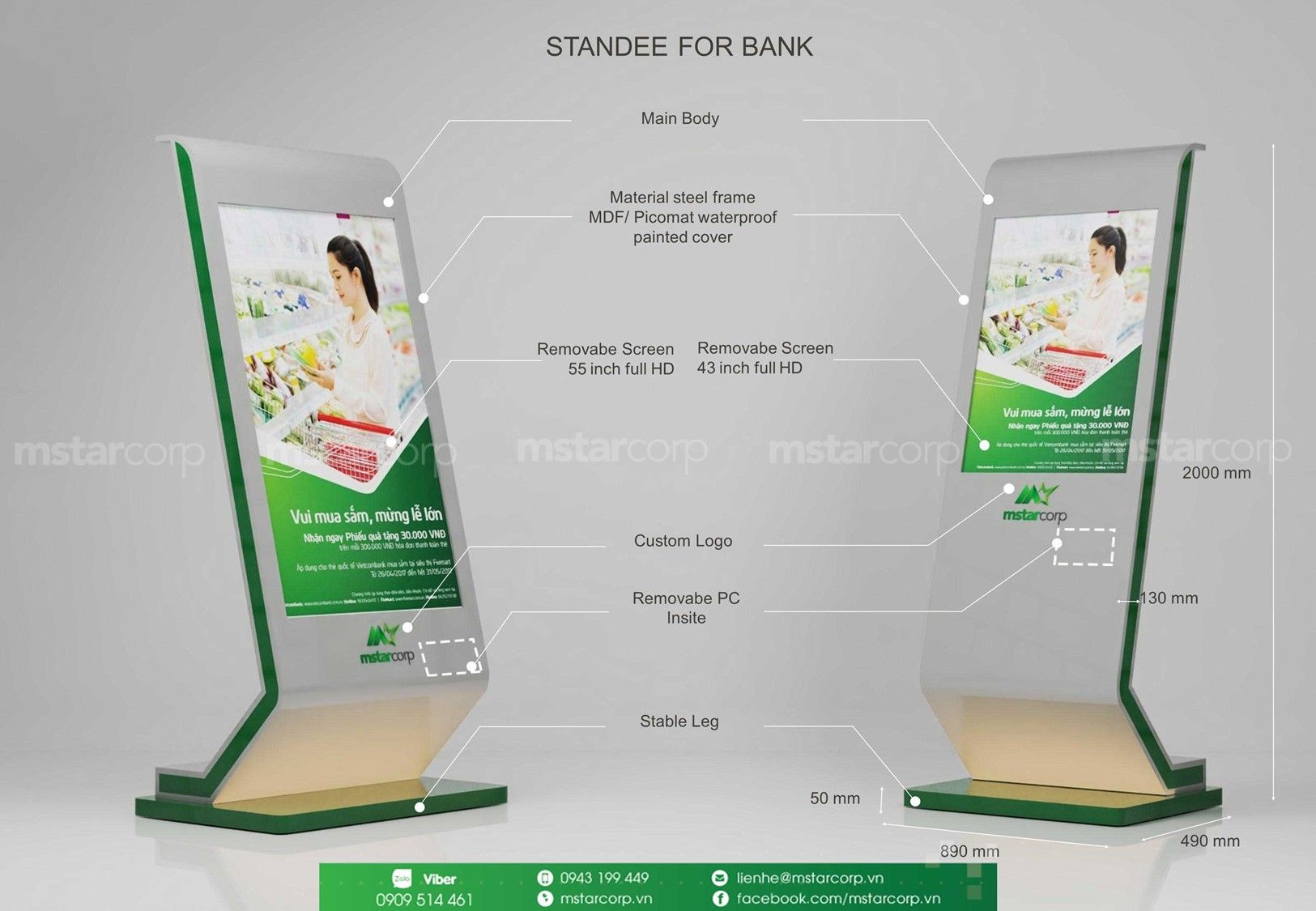 Standee điện tử MS08 - Thiết kế theo nhu cầu - Tích hợp Android
