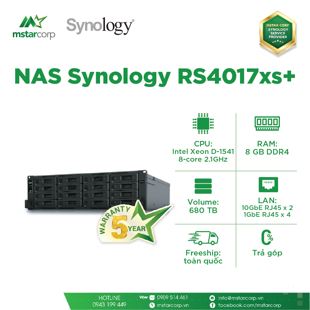 NAS Synology RS4017xs+ (Ngưng sản xuất)