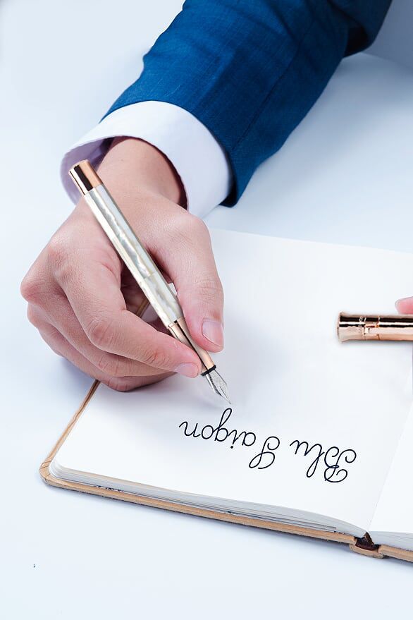 Gemperor - Bút Mực Nước Ngọc Trai Trắng Bắc Úc - Mạ Vàng Hồng