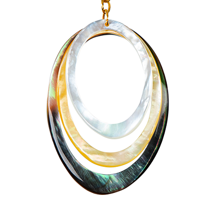 Mermaid - Bông Tai Ngọc Trai Trắng Vàng Đen - Oval BSJ.MGT002 - Bạc 925