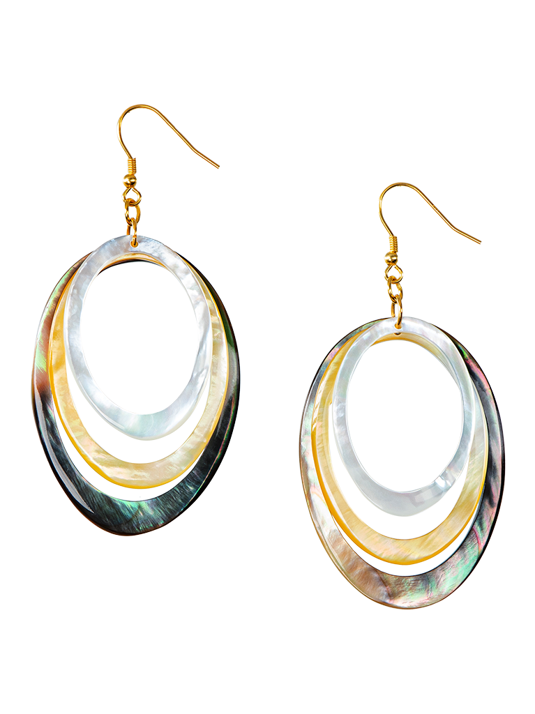 Mermaid - Bông Tai Ngọc Trai Trắng Vàng Đen - Oval M002 - Bạc 950